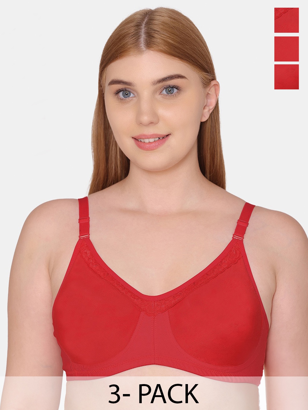 Souminie Pack Of 3 Full Coverage Non Padded Cotton Minimizer Bra With All Day Comfort, Red
Souminie Pack Of 3 Full Coverage Non Padded Cotton Minimizer Bra With All Day Comfort, Red