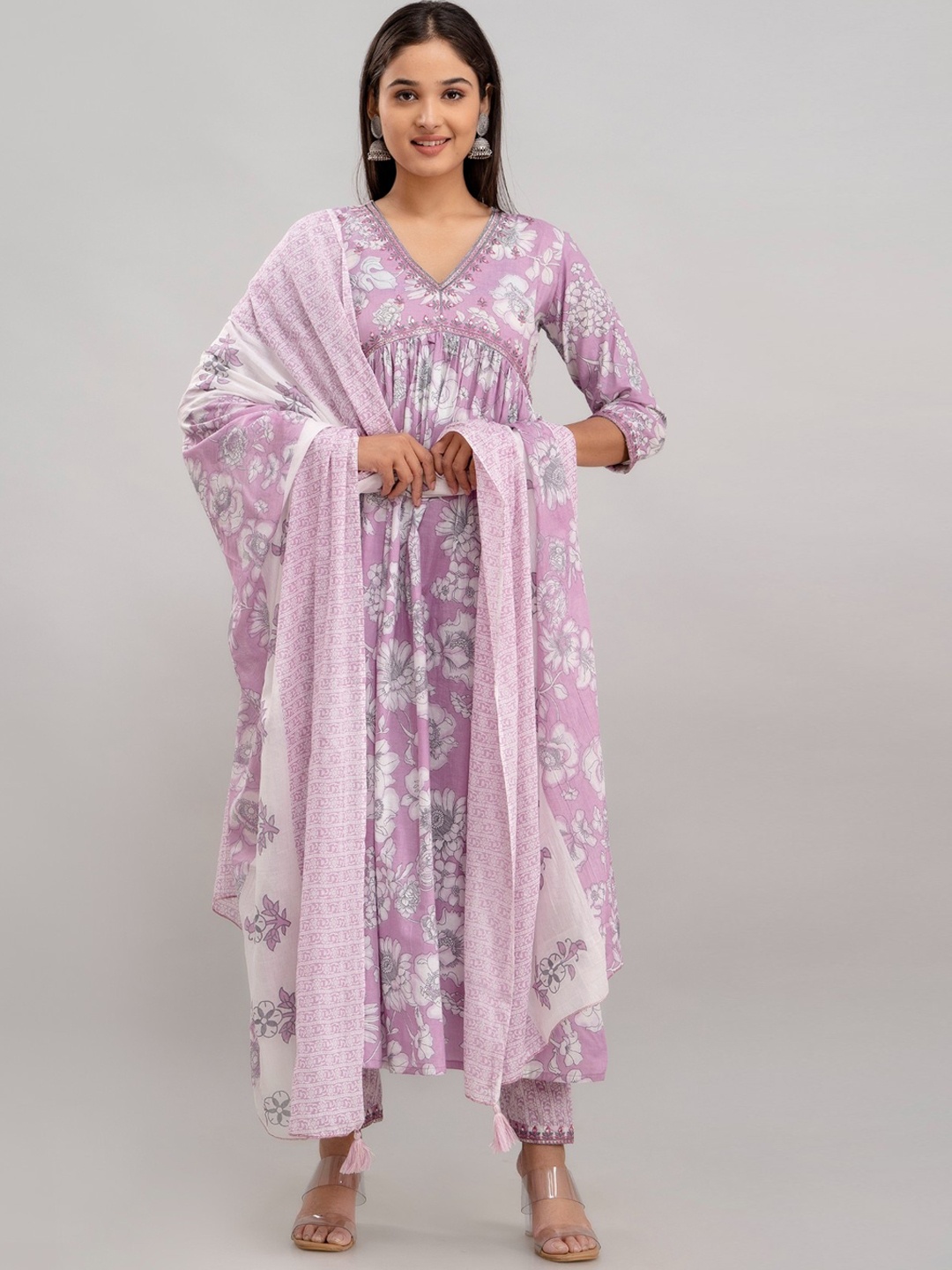 Country Style Floral Printed Pure Cotton A Line Kurta With Trousers & Dupatta, Purple
Country Style Floral Printed Pure Cotton A Line Kurta With Trousers & Dupatta, Purple