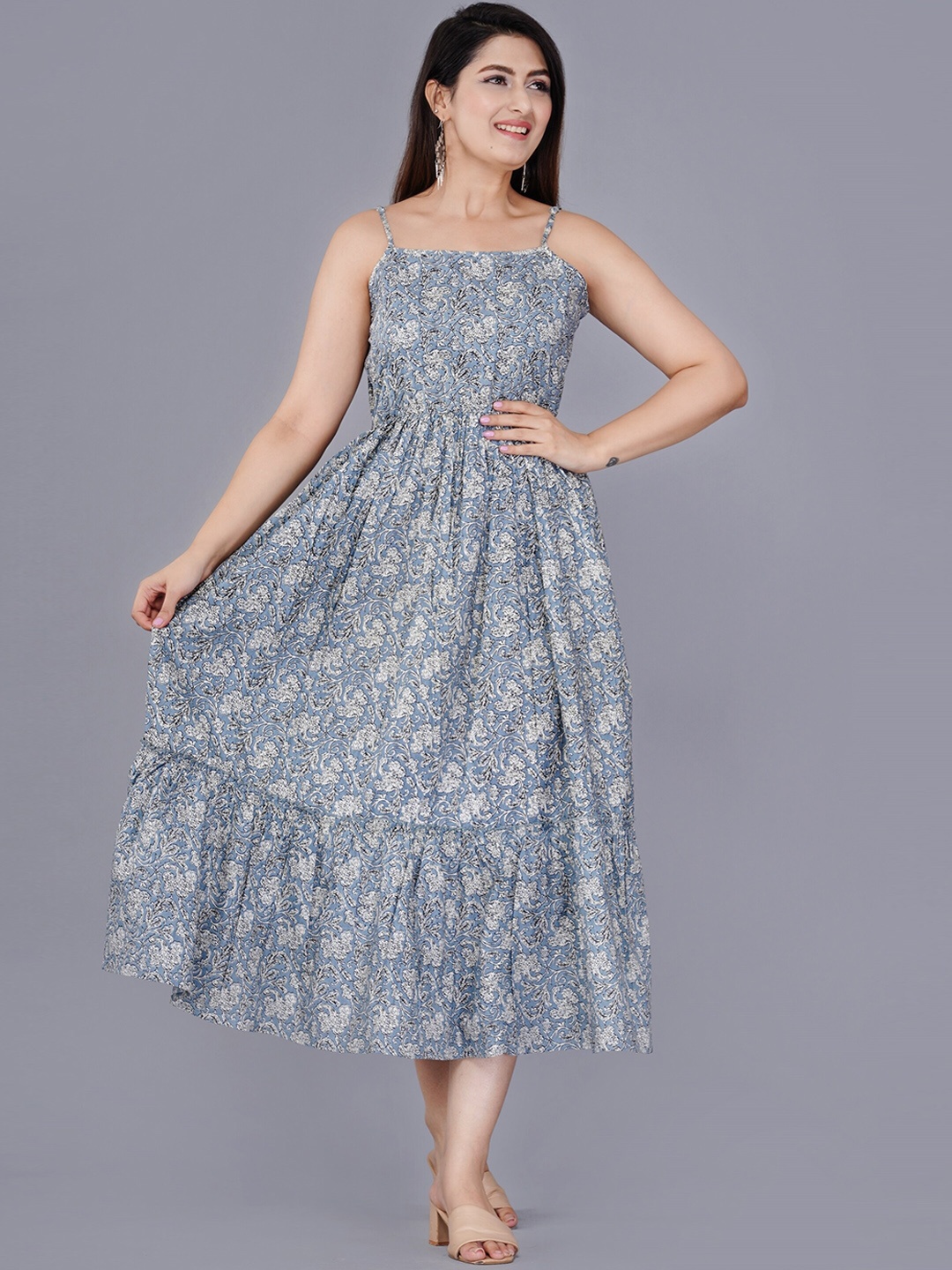 ao services Floral Printed Shoulder Strap Fit and Flare Pleated Cotton Midi Dress, Grey
ao services Floral Printed Shoulder Strap Fit and Flare Pleated Cotton Midi Dress, Grey