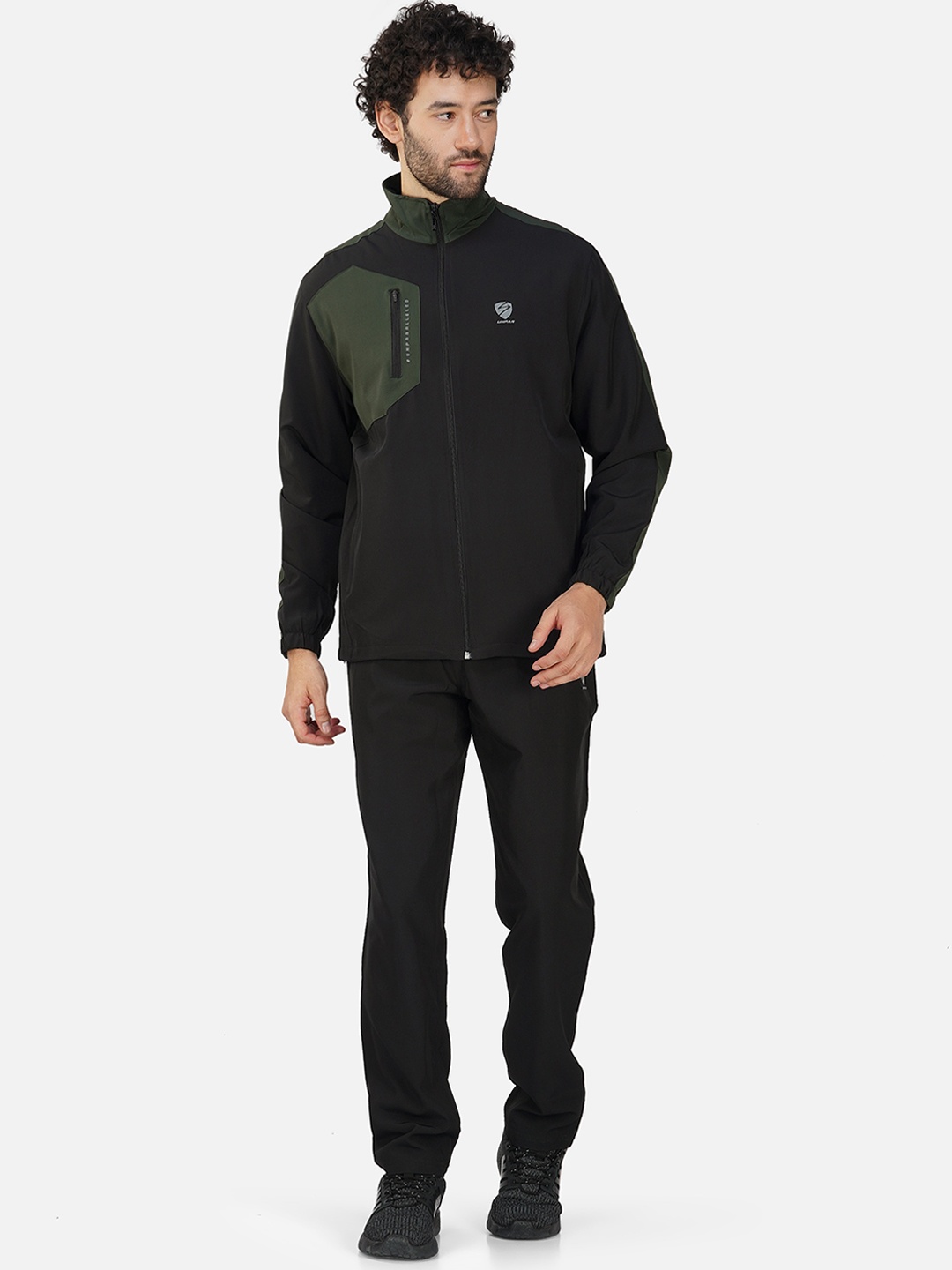 UNPAR Mock Collar Mid Rise Sports Tracksuits, Green