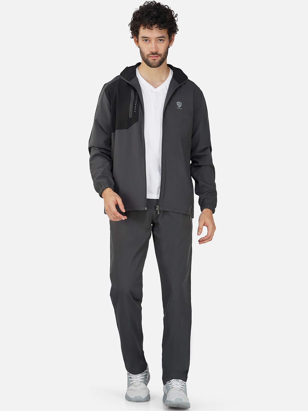 UNPAR Men Mock Collar Mid Rise Sports Tracksuits, Grey