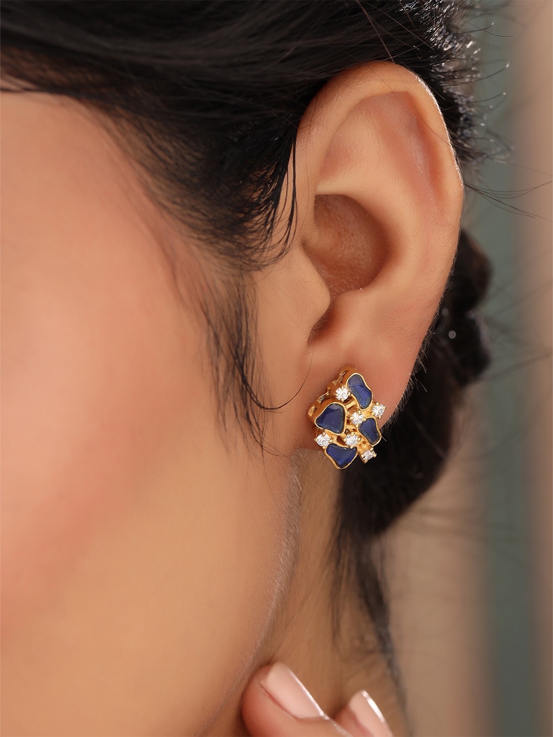 Kicky And Perky 925 Sterling Silver Moissanite & Blue Talphe Studded Stud Earrings, Gold
Kicky And Perky 925 Sterling Silver Moissanite & Blue Talphe Studded Stud Earrings, Gold