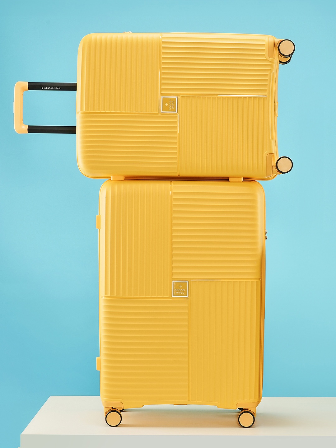 Nasher Miles Singapore Hard-Sided Polypropylene Set of 2 M/L Yellow Trolley Bags 65-75cm
Nasher Miles Singapore Hard-Sided Polypropylene Set of 2 M/L Yellow Trolley Bags 65-75cm