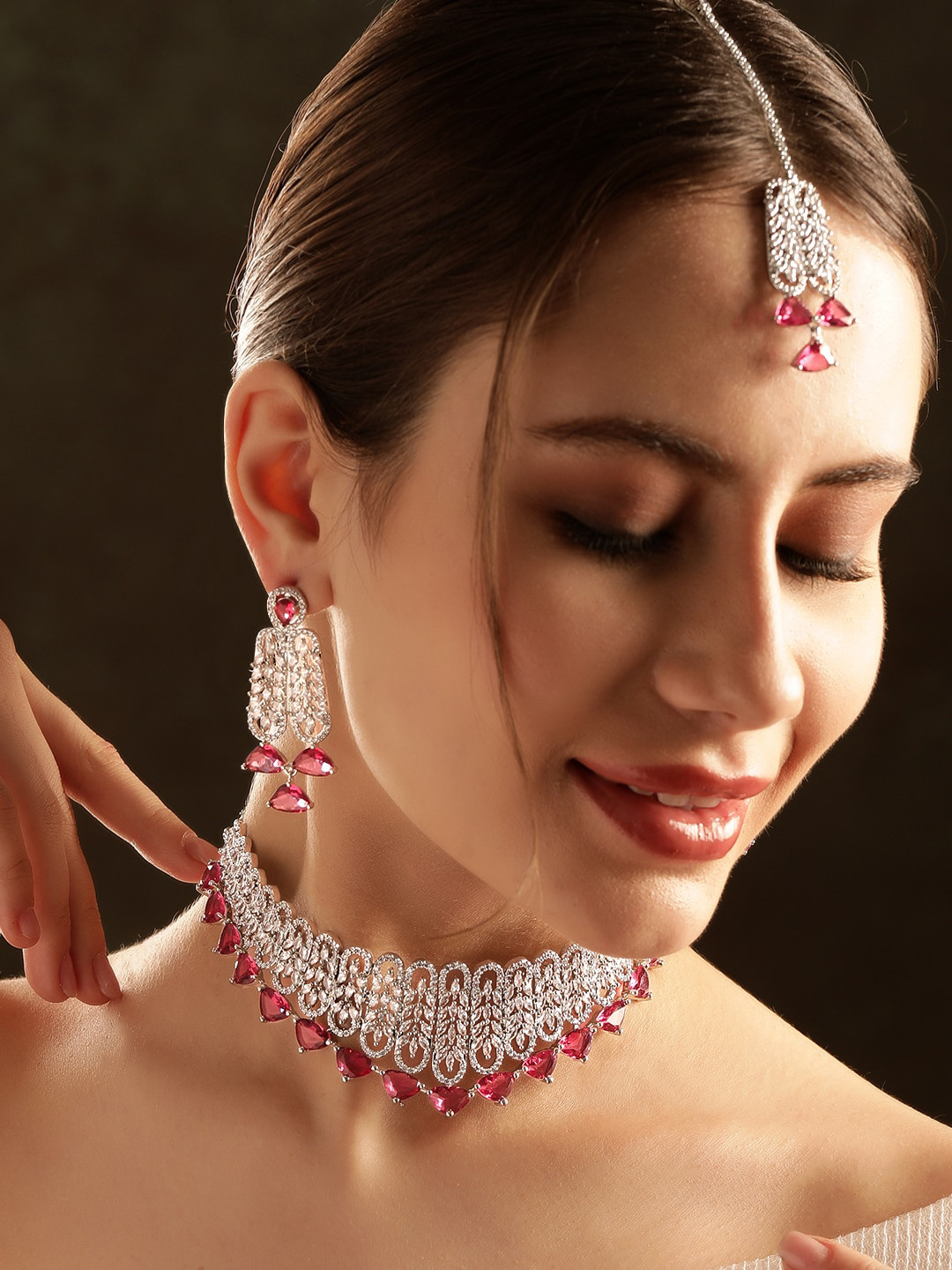 Rubans Rhodium-Plated Cubic Zirconia Studded Jewellery Set, Silver
Rubans Rhodium-Plated Cubic Zirconia Studded Jewellery Set, Silver