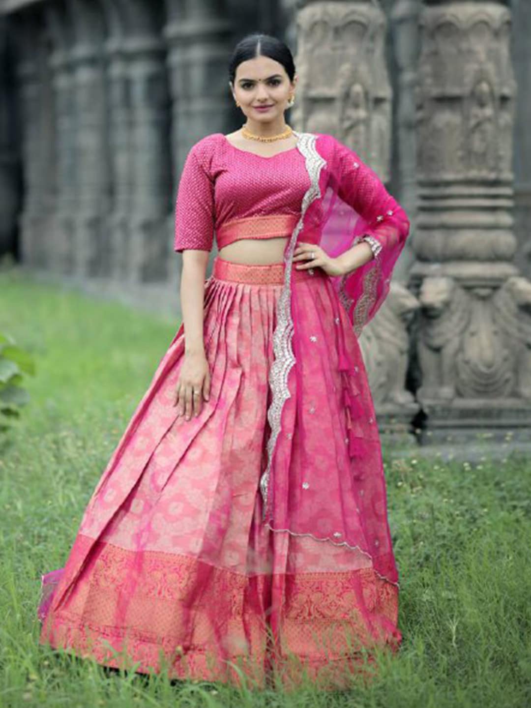 Fusionic Embellished Semi-Stitched Pure Silk Lehenga & Unstitched Blouse With Dupatta, Pink
Fusionic Embellished Semi-Stitched Pure Silk Lehenga & Unstitched Blouse With Dupatta, Pink