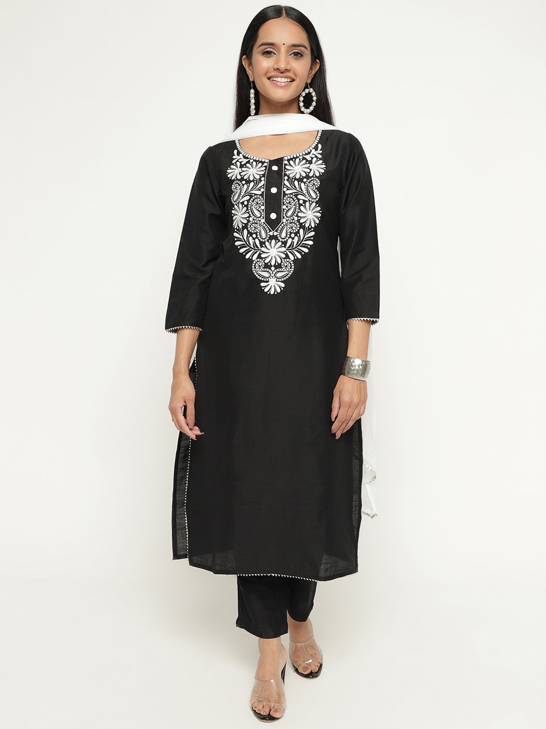 aayusika Ethnic Yoke Design Regular Thread Work Art Silk Kurta With Trousers & Dupatta, Black
aayusika Ethnic Yoke Design Regular Thread Work Art Silk Kurta With Trousers & Dupatta, Black