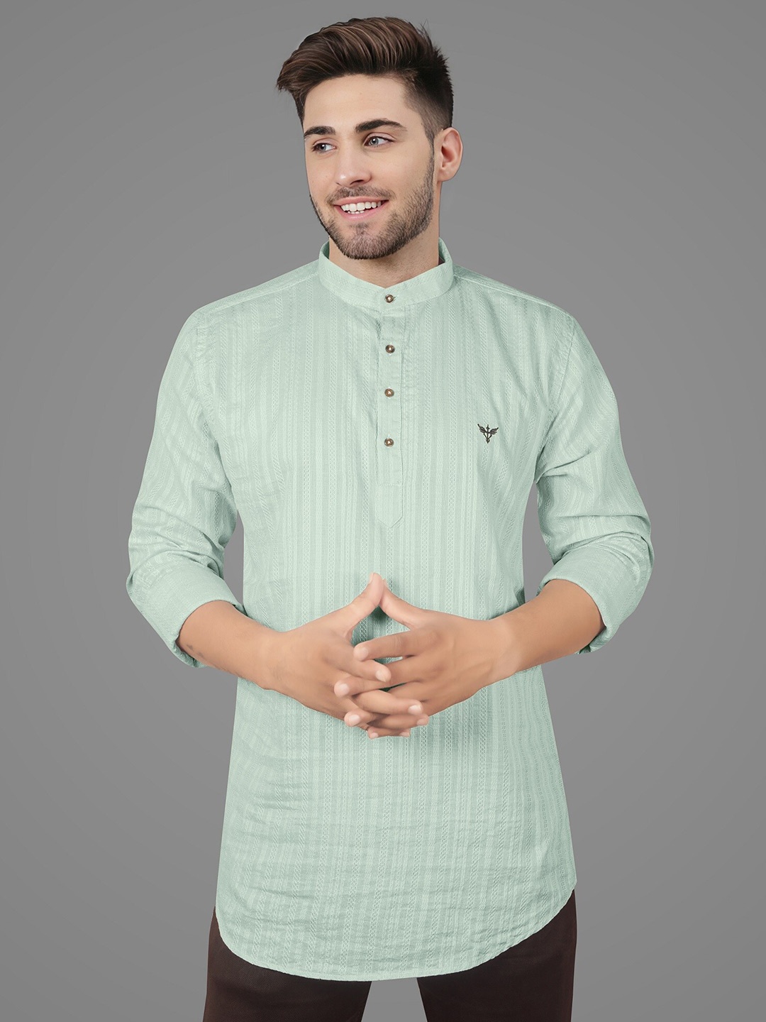 Jb Just BLACK Classic Slim Fit Band Collar Vertical Striped Linen Casual Shirt, Green
Jb Just BLACK Classic Slim Fit Band Collar Vertical Striped Linen Casual Shirt, Green