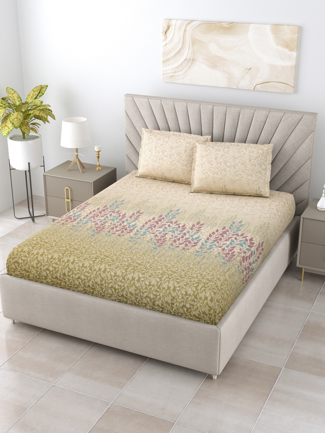 Salona Bichona Green & Blue Floral Pure Cotton 144 TC Queen Bedsheet with 2 Pillow Covers
Salona Bichona Green & Blue Floral Pure Cotton 144 TC Queen Bedsheet with 2 Pillow Covers