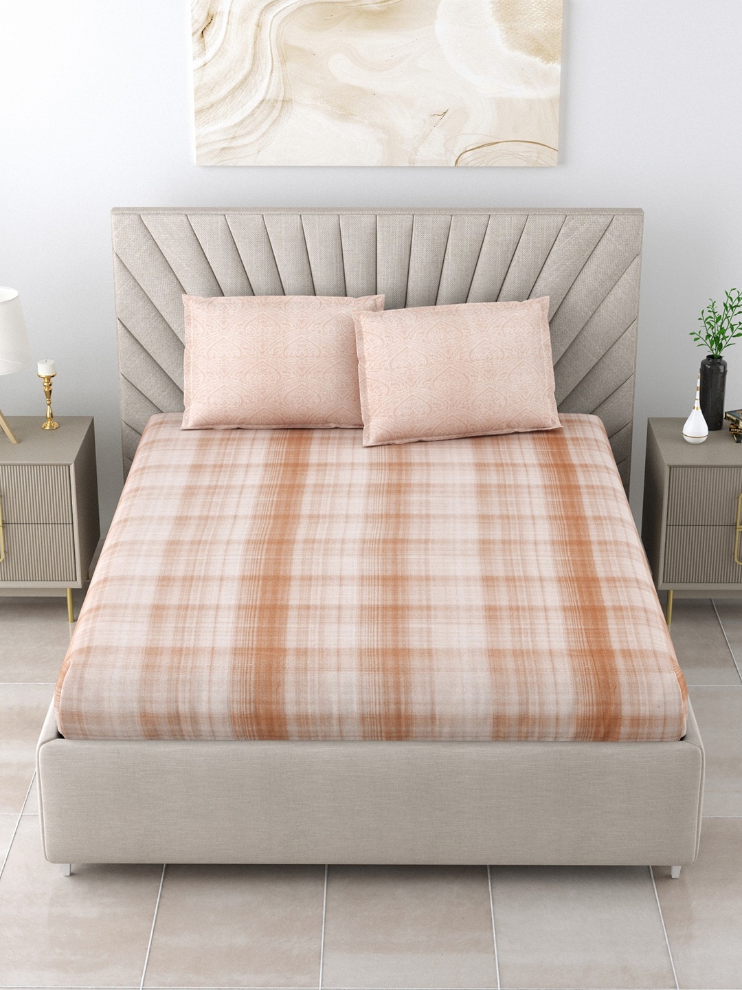 Salona Bichona Peach & White Printed Cotton 180 TC Queen Bedsheet with 2 Pillow Covers
Salona Bichona Peach & White Printed Cotton 180 TC Queen Bedsheet with 2 Pillow Covers