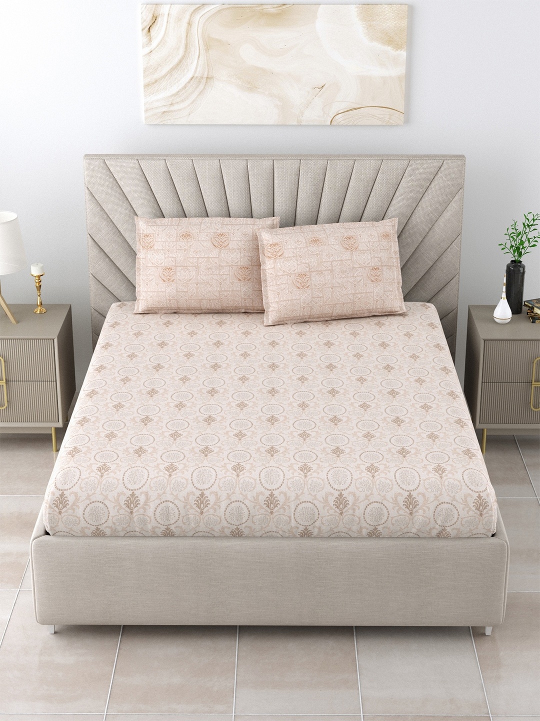 Salona Bichona Cream-Coloured Ethnic Motifs Cotton 180 TC King Bedsheet & 2 Pillow Covers
Salona Bichona Cream-Coloured Ethnic Motifs Cotton 180 TC King Bedsheet & 2 Pillow Covers