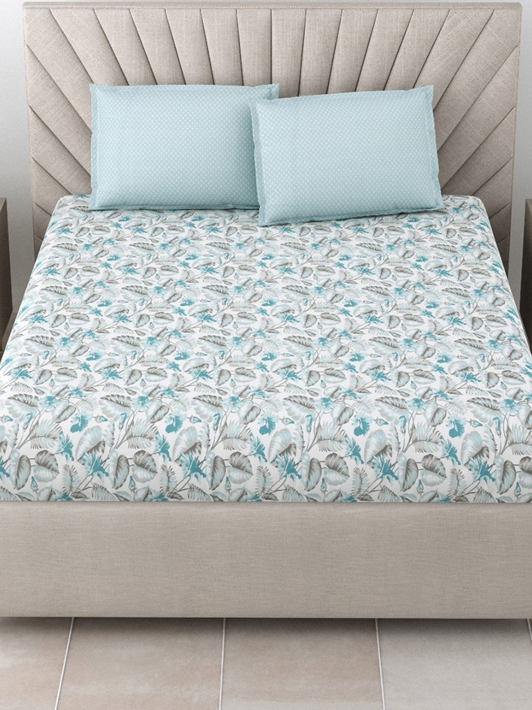 Salona Bichona Austere Blue Floral Pure Cotton 144 TC King Bedsheet With 2 Pillow Covers
Salona Bichona Austere Blue Floral Pure Cotton 144 TC King Bedsheet With 2 Pillow Covers