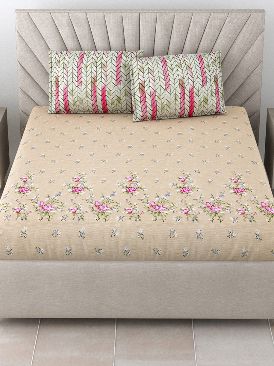 Salona Bichona Pink & Green Floral 144 TC Pure Cotton King Bedsheet with 2 Pillow Covers
Salona Bichona Pink & Green Floral 144 TC Pure Cotton King Bedsheet with 2 Pillow Covers