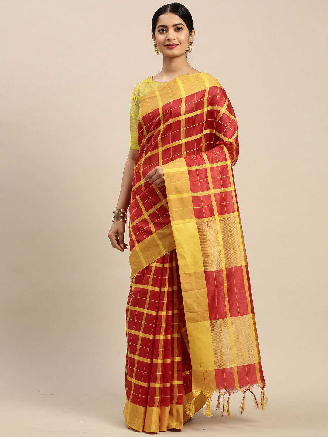 KALINI Checked Pure Cotton Saree, Red
KALINI Checked Pure Cotton Saree, Red