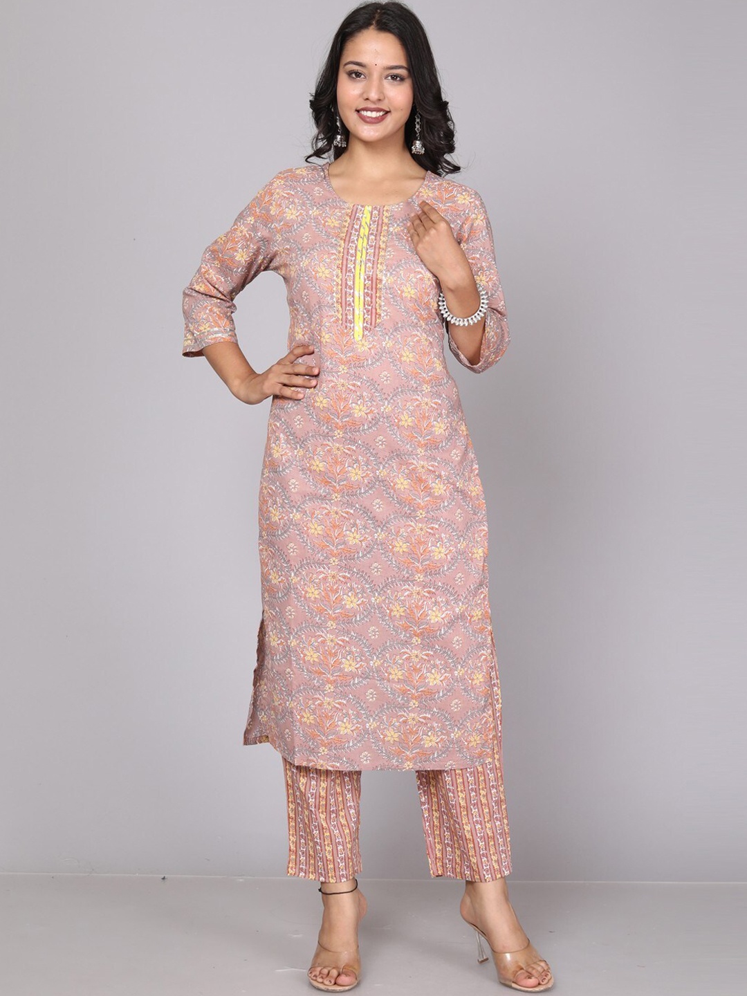 Miramaar Floral Printed Regular Gotta Patti Pure Cotton Kurta with Trousers & With Dupatta, Peach
Miramaar Floral Printed Regular Gotta Patti Pure Cotton Kurta with Trousers & With Dupatta, Peach