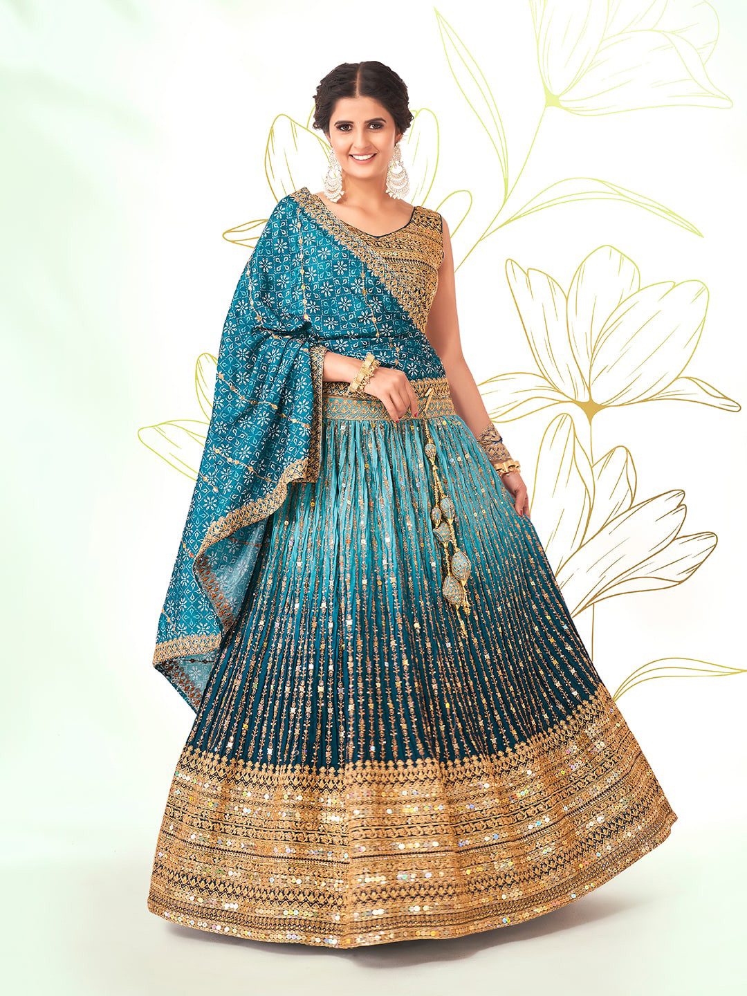 SHOPGARB Embroidered Sequinned Semi-Stitched Lehenga & Unstitched Blouse With Dupatta, Blue
SHOPGARB Embroidered Sequinned Semi-Stitched Lehenga & Unstitched Blouse With Dupatta, Blue
