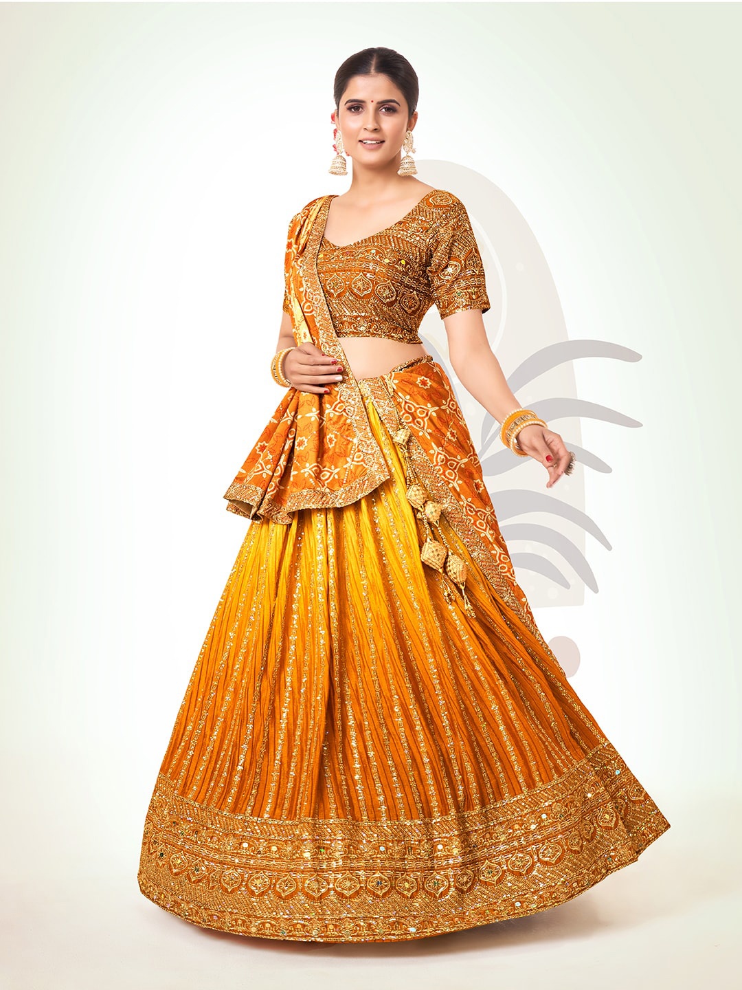 SHOPGARB Embroidered Sequinned Semi-Stitched Lehenga & Unstitched Blouse With Dupatta, Mustard
SHOPGARB Embroidered Sequinned Semi-Stitched Lehenga & Unstitched Blouse With Dupatta, Mustard