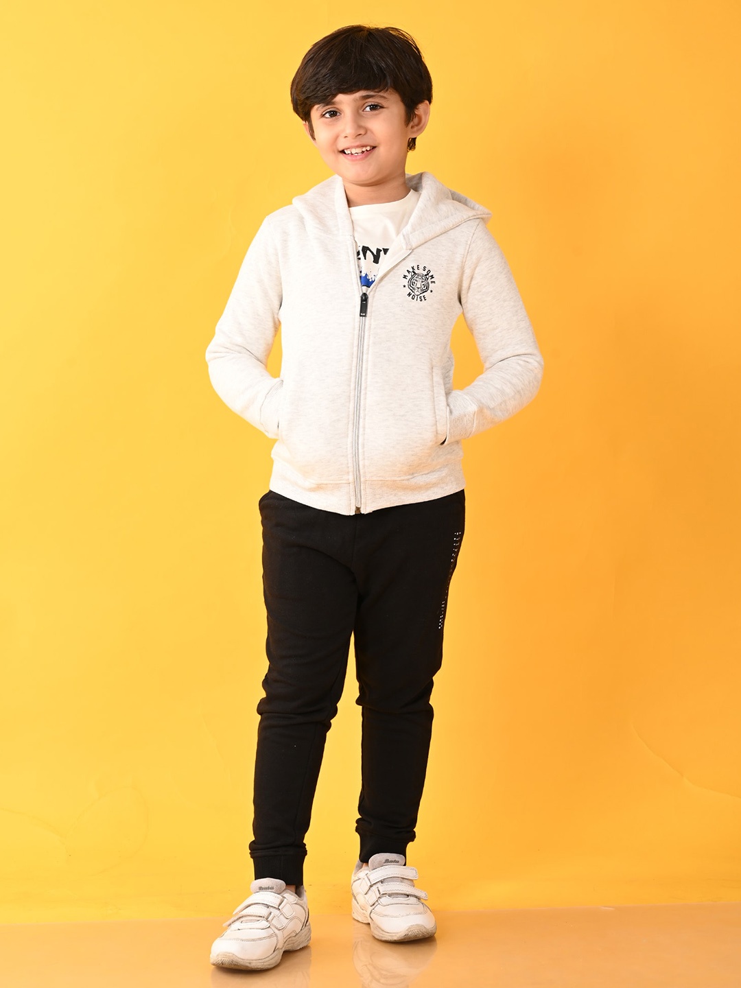 Anthrilo Boys Hooded Shirt with Trousers, White