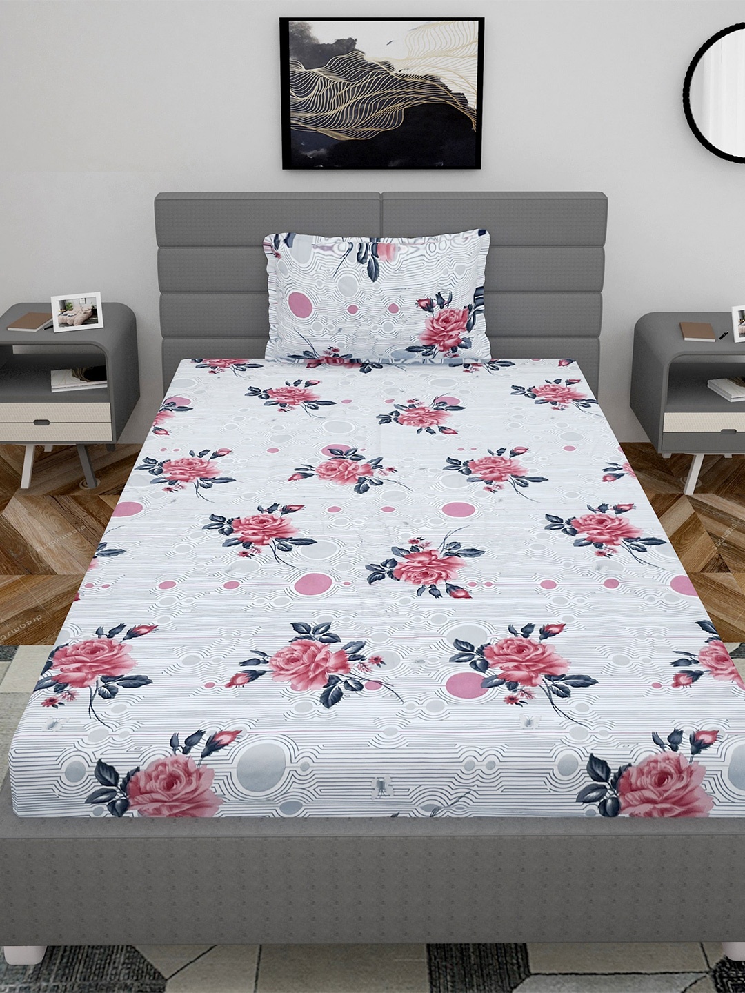 Stylespace by Isha Pink & White Floral 250 TC Fitted Single Bedsheet with 1 Pillow Cover
Stylespace by Isha Pink & White Floral 250 TC Fitted Single Bedsheet with 1 Pillow Cover