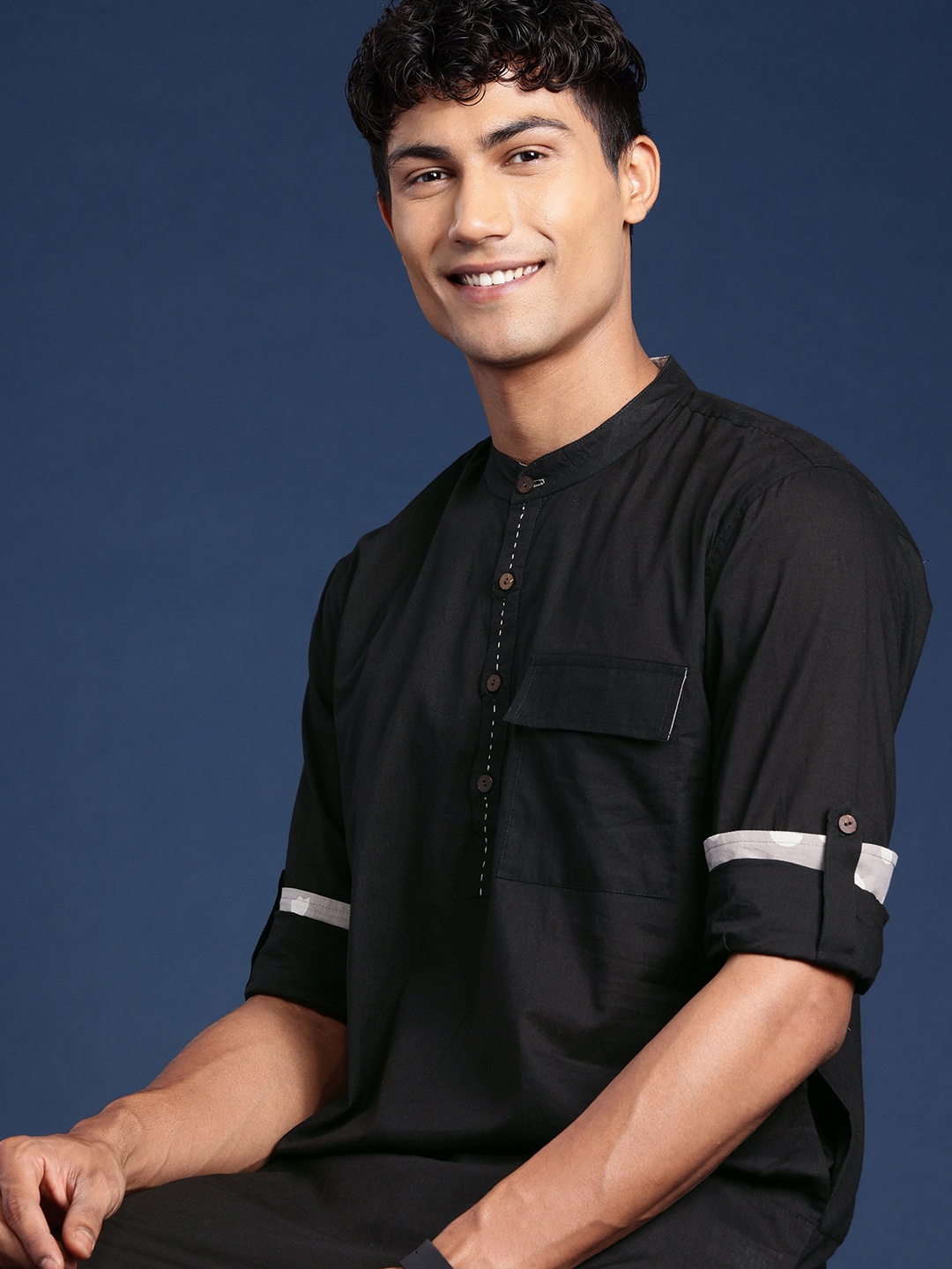 Taavi Men Regular Hand Block Print Sustainable Pure Cotton Kurta with Trousers, Black
Taavi Men Regular Hand Block Print Sustainable Pure Cotton Kurta with Trousers, Black