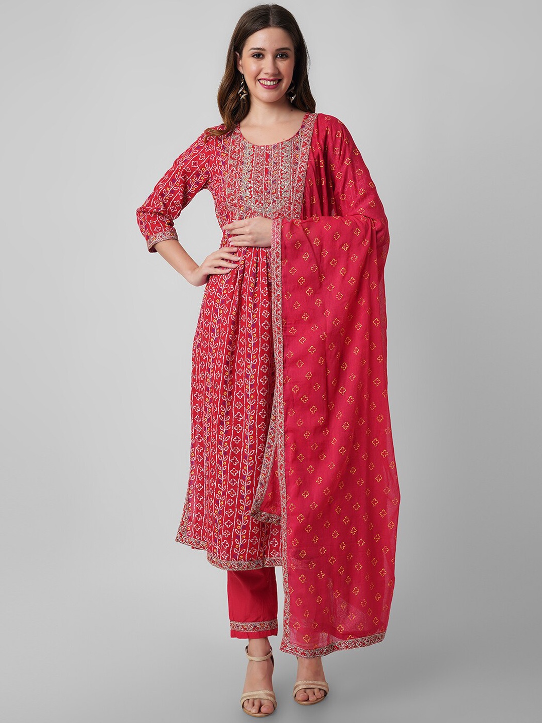 Amayra Women Ethnic Motifs Printed Sequinned Pure Cotton Kurta With Trousers & Dupatta, Red
Amayra Women Ethnic Motifs Printed Sequinned Pure Cotton Kurta With Trousers & Dupatta, Red
