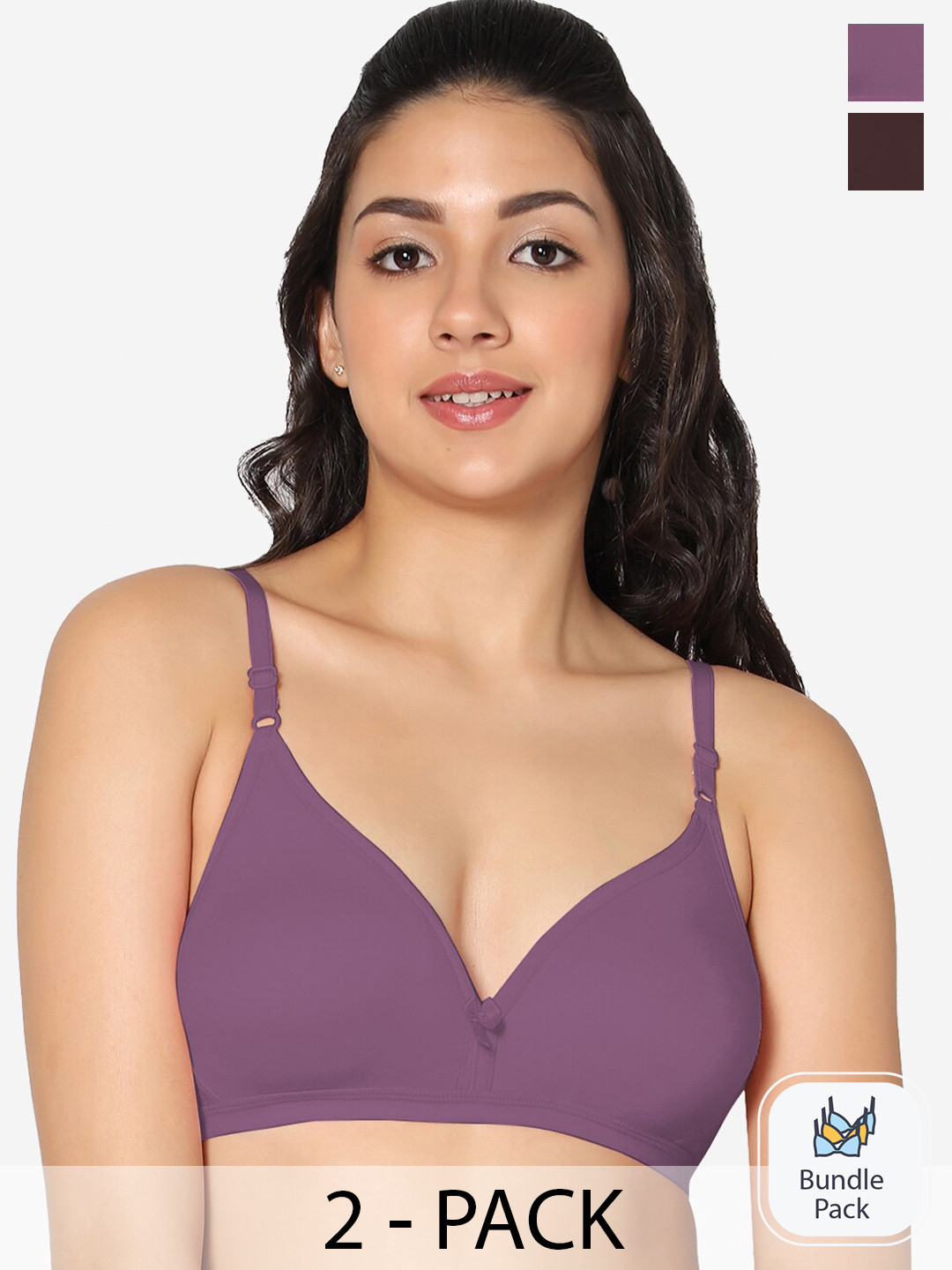 In Care Pack Of 2 Pure Cotton T-Shirt Bra Half Coverage Non Padded All Day Comfort, Purple
In Care Pack Of 2 Pure Cotton T-Shirt Bra Half Coverage Non Padded All Day Comfort, Purple
