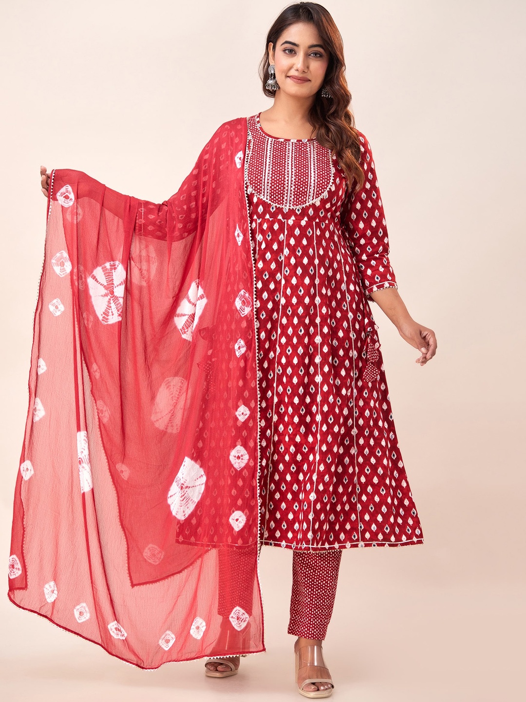 SVARCHI Women Red Printed Regular Mirror Work Pure Cotton Kurta with Palazzos & With Dupatta
SVARCHI Women Red Printed Regular Mirror Work Pure Cotton Kurta with Palazzos & With Dupatta