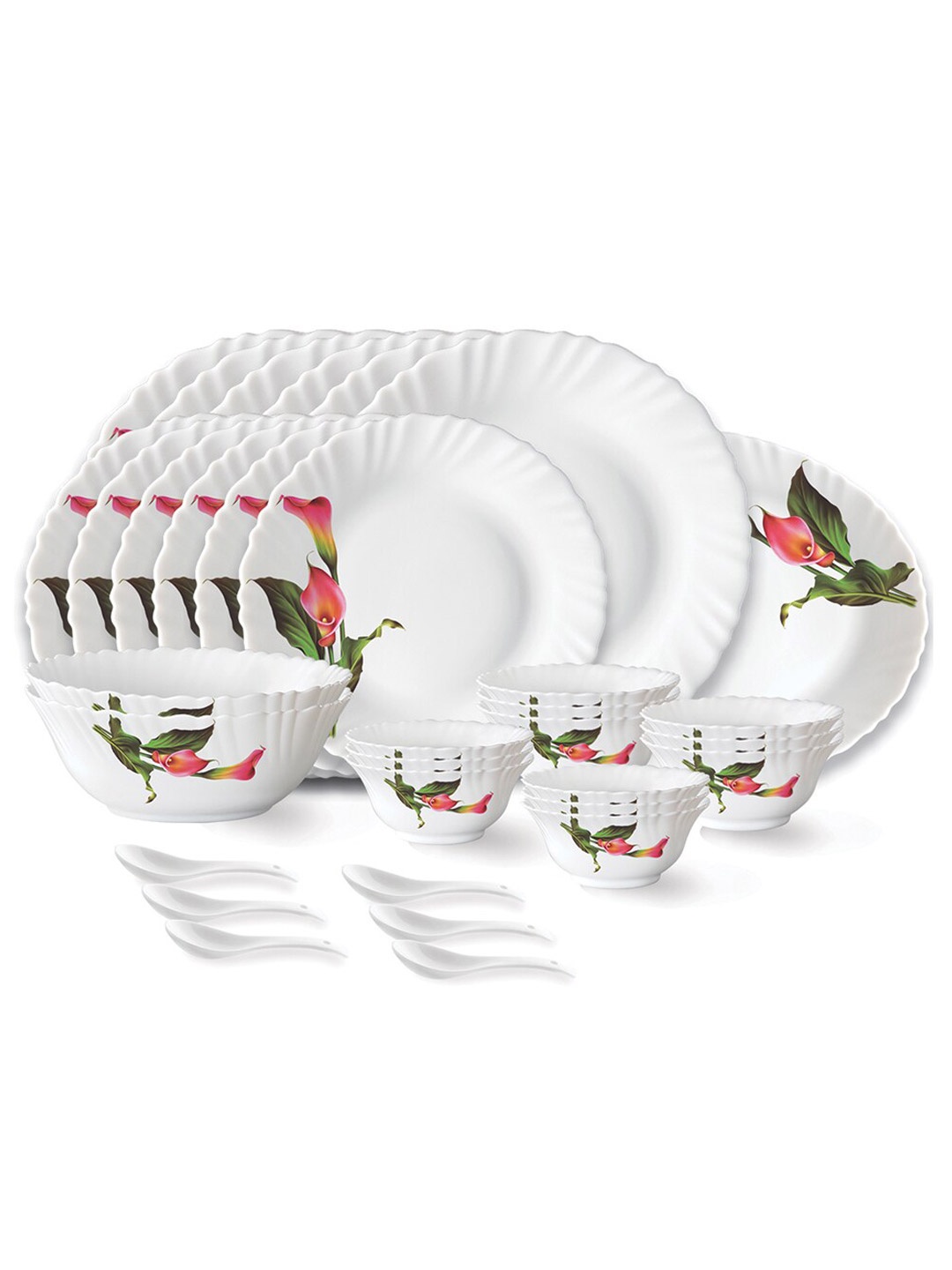 Larah by BOROSIL Fluted White & Red 33 Pieces Floral Printed Opalware Glossy Dinner Set
Larah by BOROSIL Fluted White & Red 33 Pieces Floral Printed Opalware Glossy Dinner Set