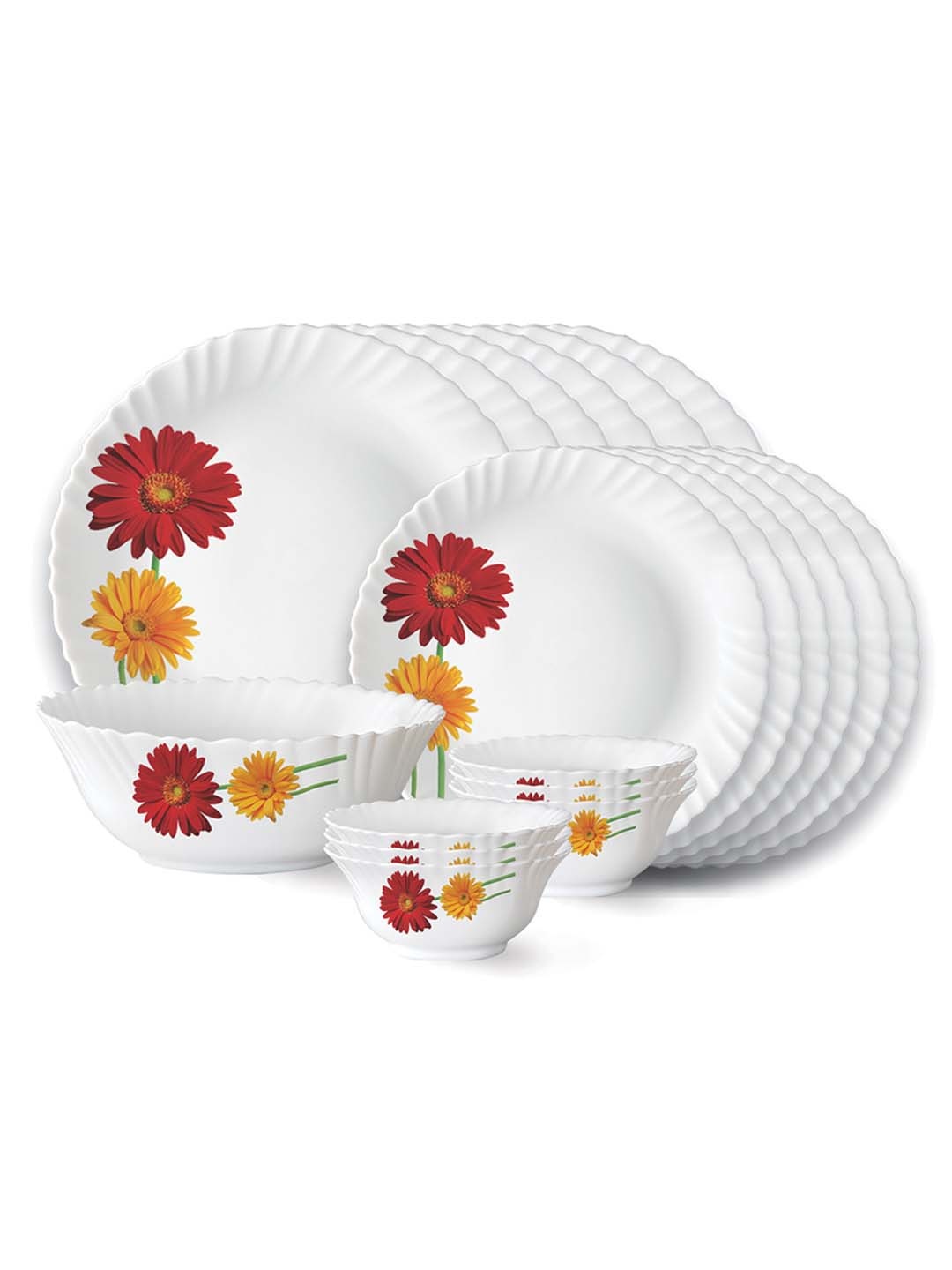 Larah by BOROSIL Fluted Zinnia White & Red 19 Pieces Printed Opalware Glossy Dinner Set
Larah by BOROSIL Fluted Zinnia White & Red 19 Pieces Printed Opalware Glossy Dinner Set