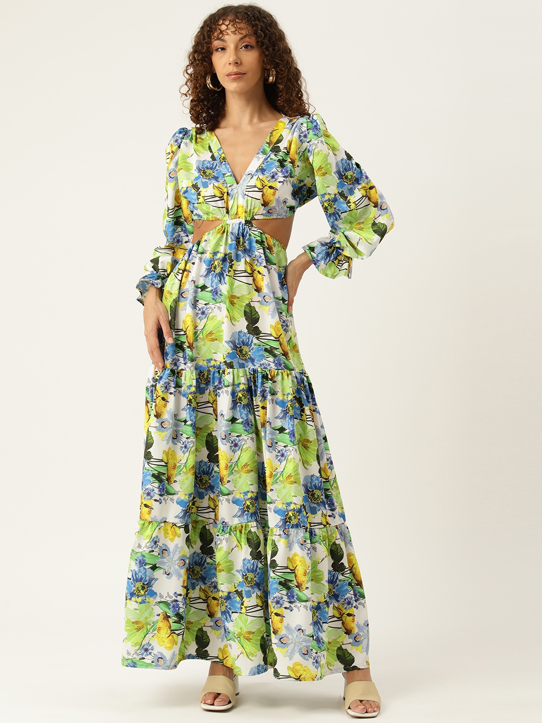 Sleek Italia Floral Print Puff Sleeves Crepe Fit & Flare Maxi Dress with Cut-Outs, Green
Sleek Italia Floral Print Puff Sleeves Crepe Fit & Flare Maxi Dress with Cut-Outs, Green