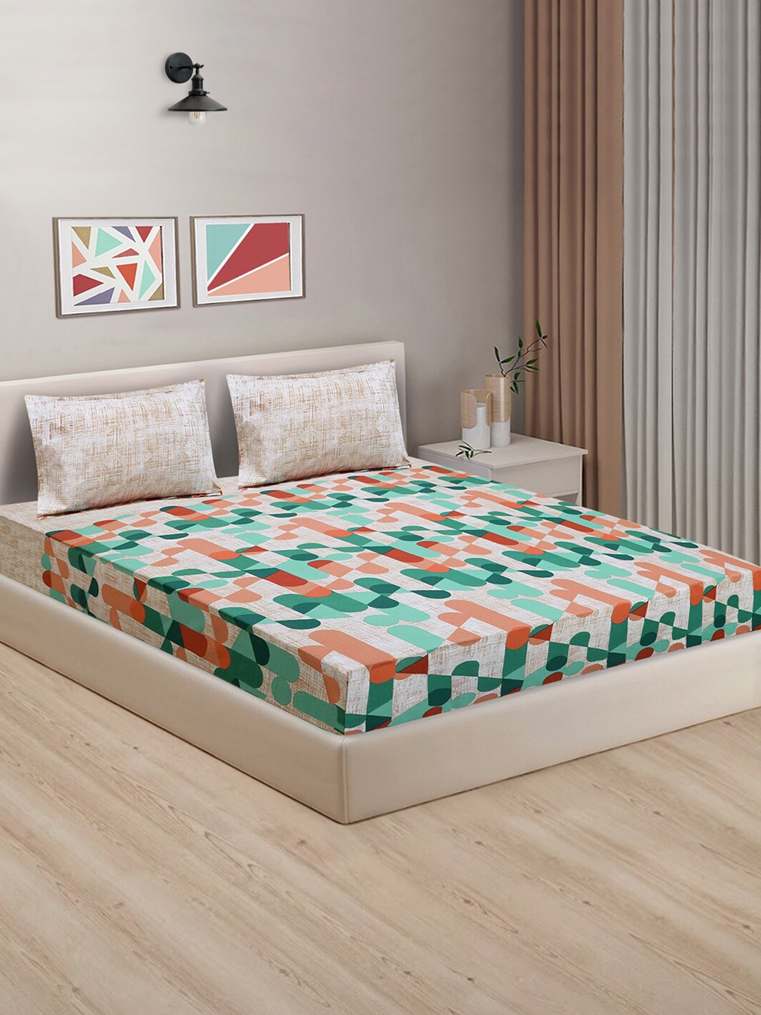 Good Homes by Home Candy Green Floral Cotton 144 TC King Bedsheet & 2 Pillow Covers, White
Good Homes by Home Candy Green Floral Cotton 144 TC King Bedsheet & 2 Pillow Covers, White