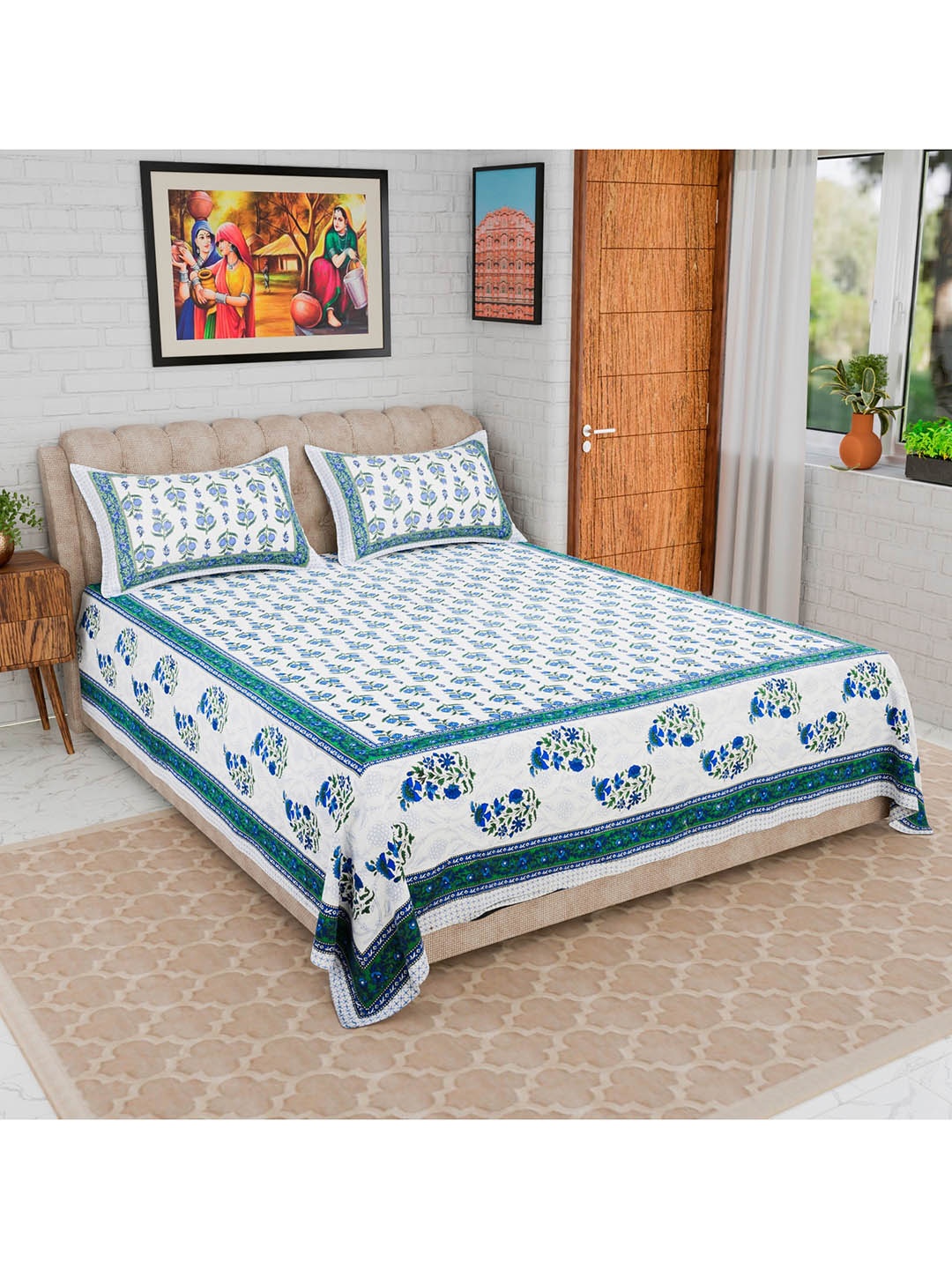CURIOUS LIFESTYLE Blue & White Printed Cotton 300 TC King Bedsheet with 2 Pillow Covers
CURIOUS LIFESTYLE Blue & White Printed Cotton 300 TC King Bedsheet with 2 Pillow Covers