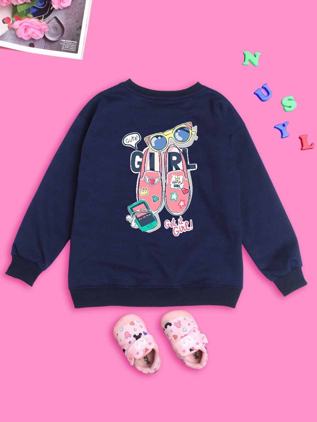 NUSYL Girls Typography Printed Long Sleeves Fleece Pullover Oversized Sweatshirt, Blue
NUSYL Girls Typography Printed Long Sleeves Fleece Pullover Oversized Sweatshirt, Blue