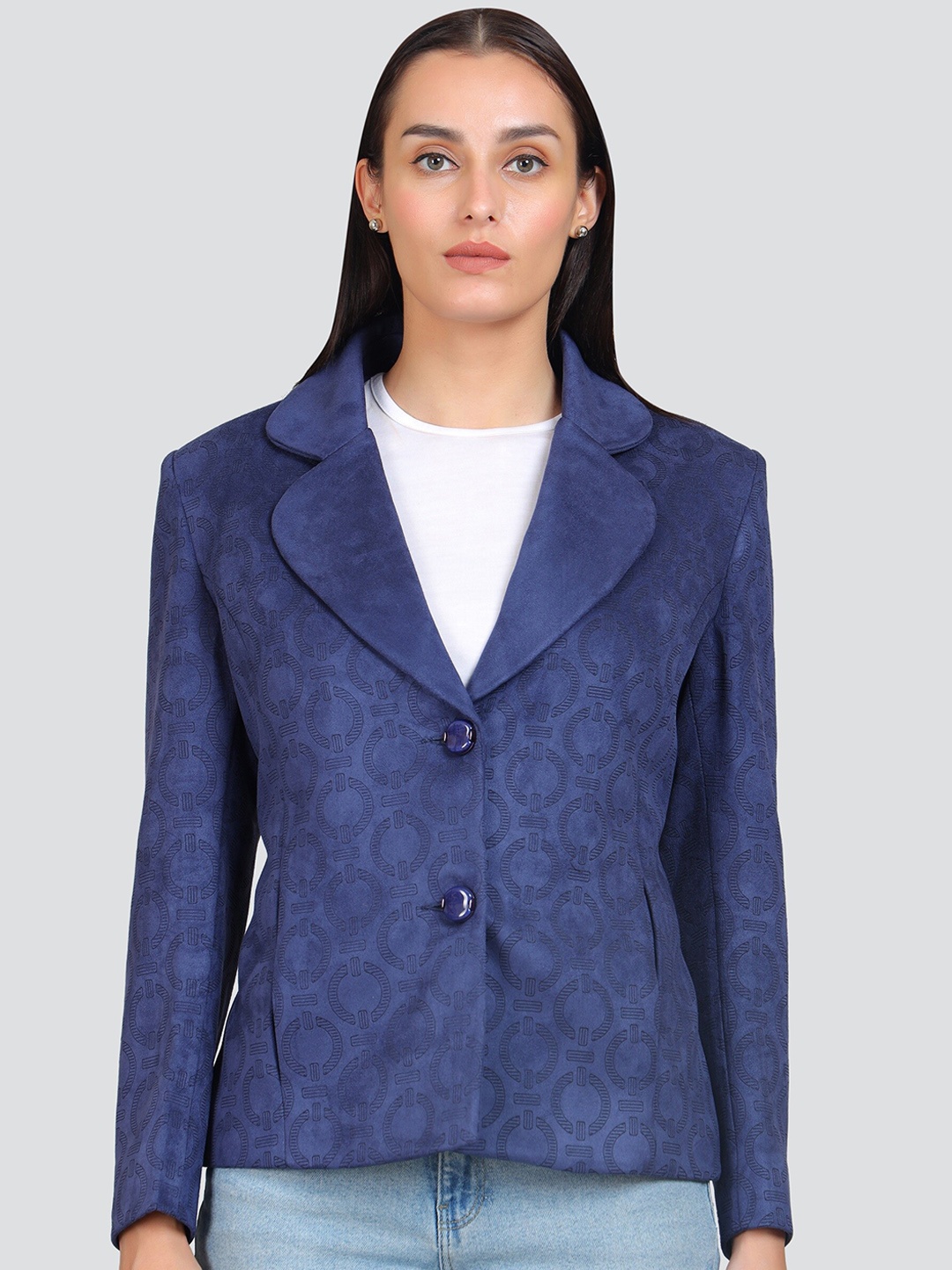 YOUNG CLUB CLASSIC Geometric Printed Single-Breasted Notched Lapel Collar Overcoat, Blue
YOUNG CLUB CLASSIC Geometric Printed Single-Breasted Notched Lapel Collar Overcoat, Blue