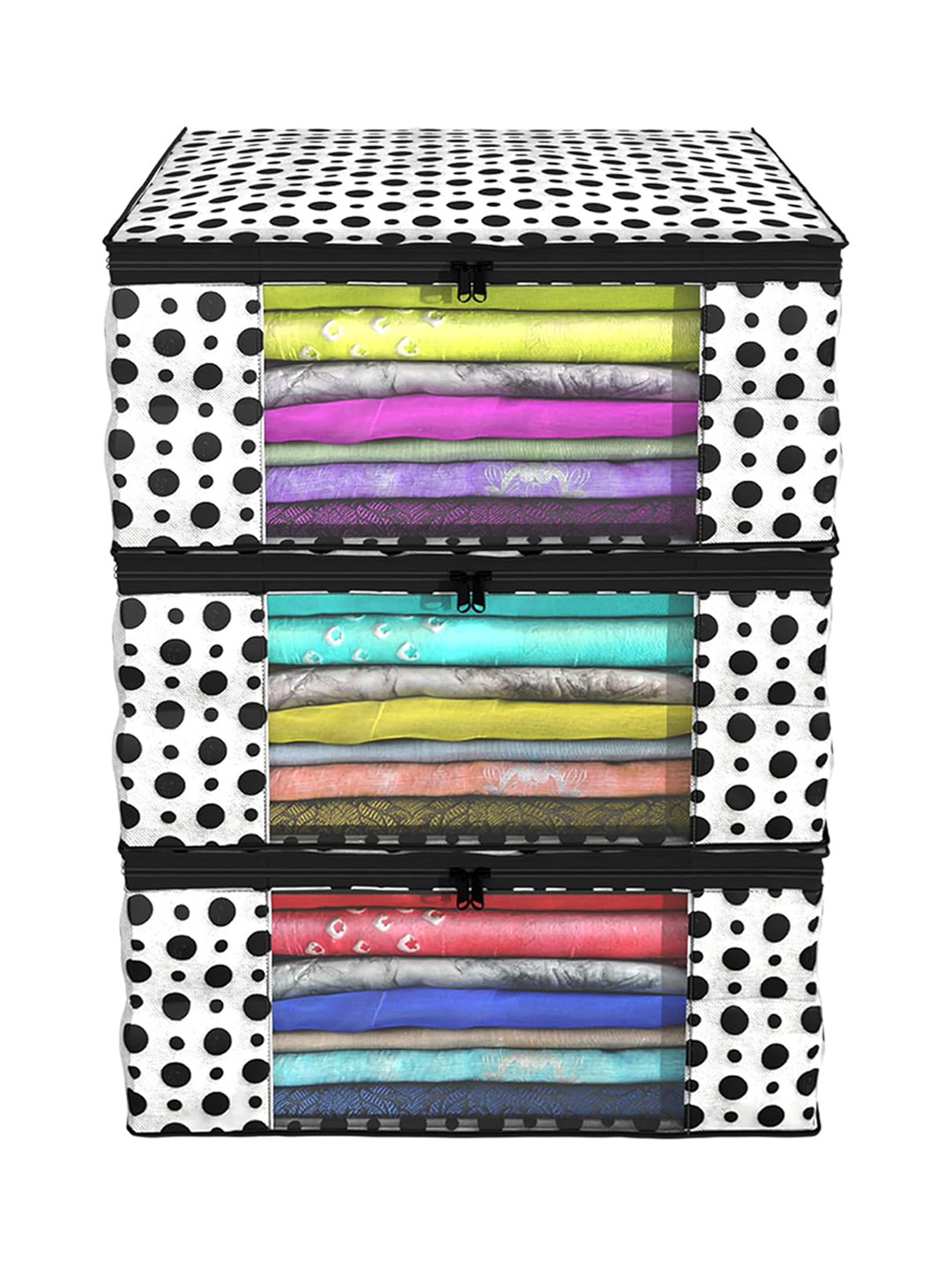 Kuber Industries White & Black 3 Pcs Polka Dot Printed Non Woven Fabric Saree Organizers, Multi
Kuber Industries White & Black 3 Pcs Polka Dot Printed Non Woven Fabric Saree Organizers, Multi