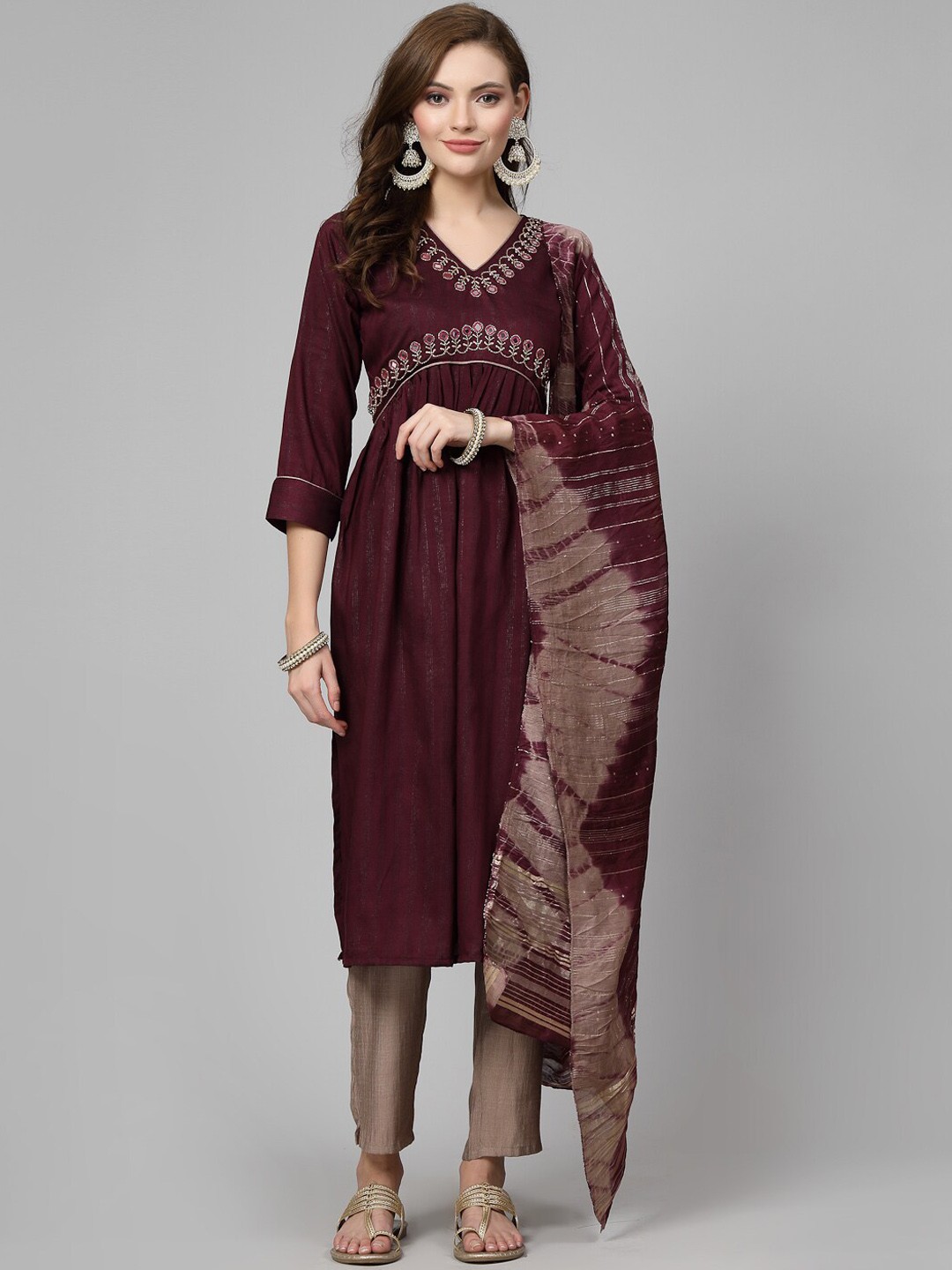 18 ATTITUDE Ethnic Motifs Yoke Design Mirror Work Kurta With Trousers & Dupatta, Maroon
18 ATTITUDE Ethnic Motifs Yoke Design Mirror Work Kurta With Trousers & Dupatta, Maroon