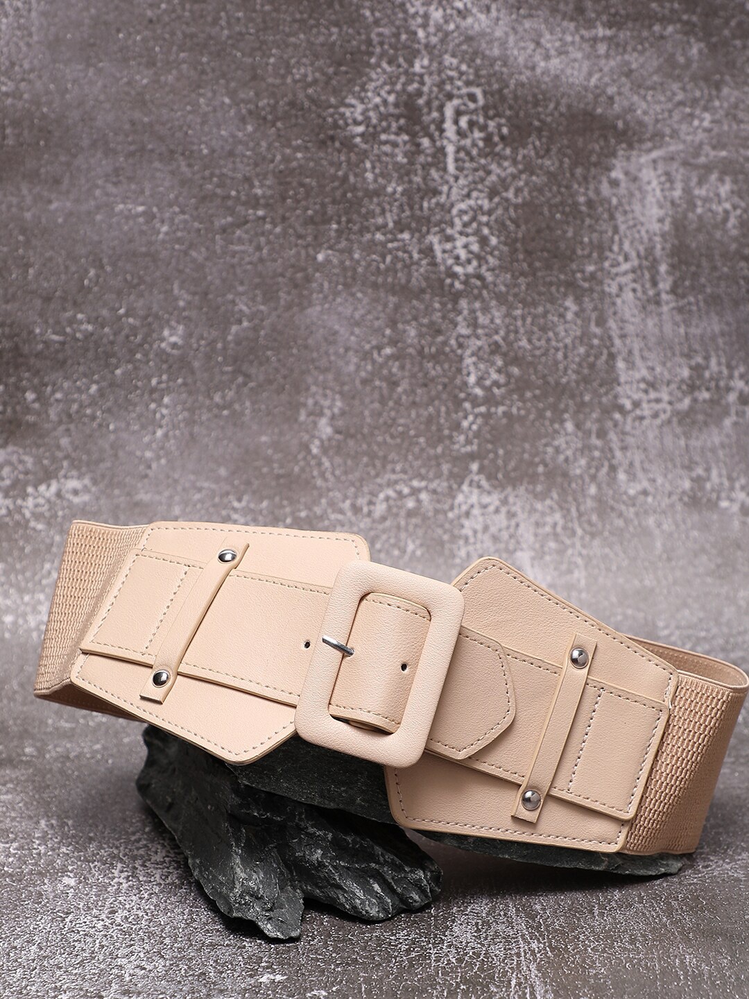HAUTE SAUCE by Campus Sutra Women WIde Textured Waist Belt, White