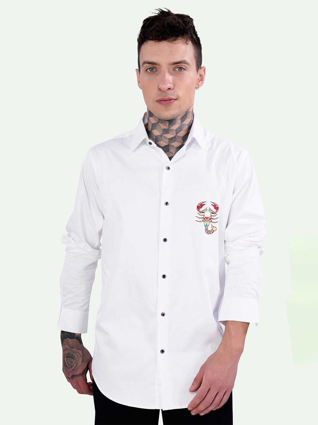 FRENCH CROWN Standard Scorpion Printed Spread Collar Long Sleeves Cotton Casual Shirt, White
FRENCH CROWN Standard Scorpion Printed Spread Collar Long Sleeves Cotton Casual Shirt, White