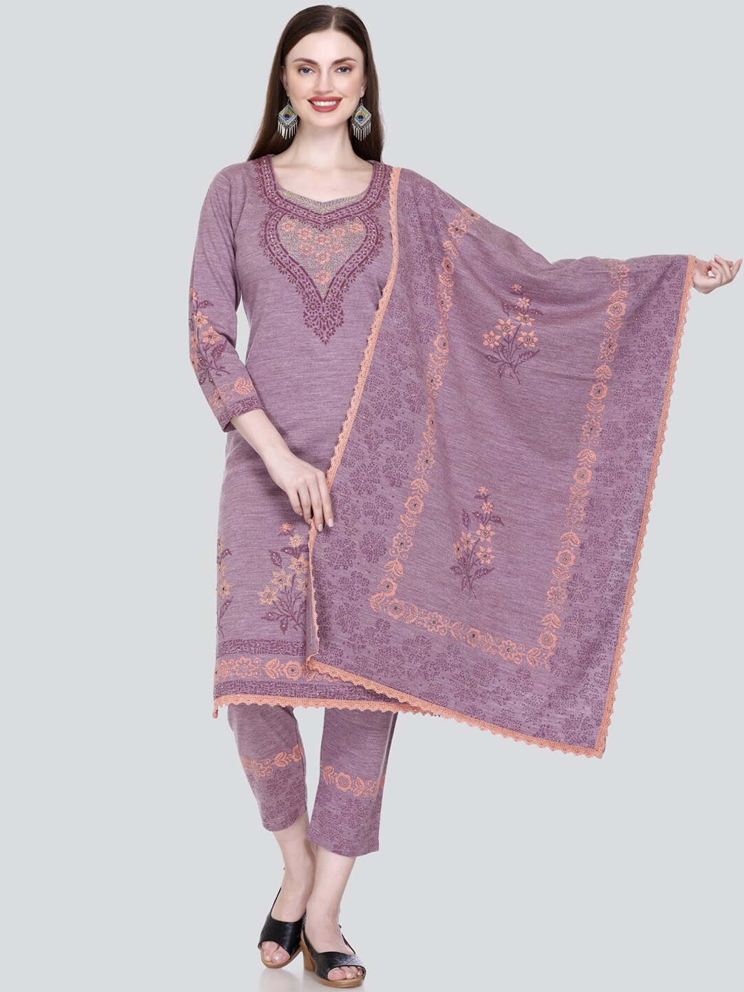 Elthia Floral Self Design Beads and Stones Straight Kurta & Trousers With Dupatta, Mauve
Elthia Floral Self Design Beads and Stones Straight Kurta & Trousers With Dupatta, Mauve