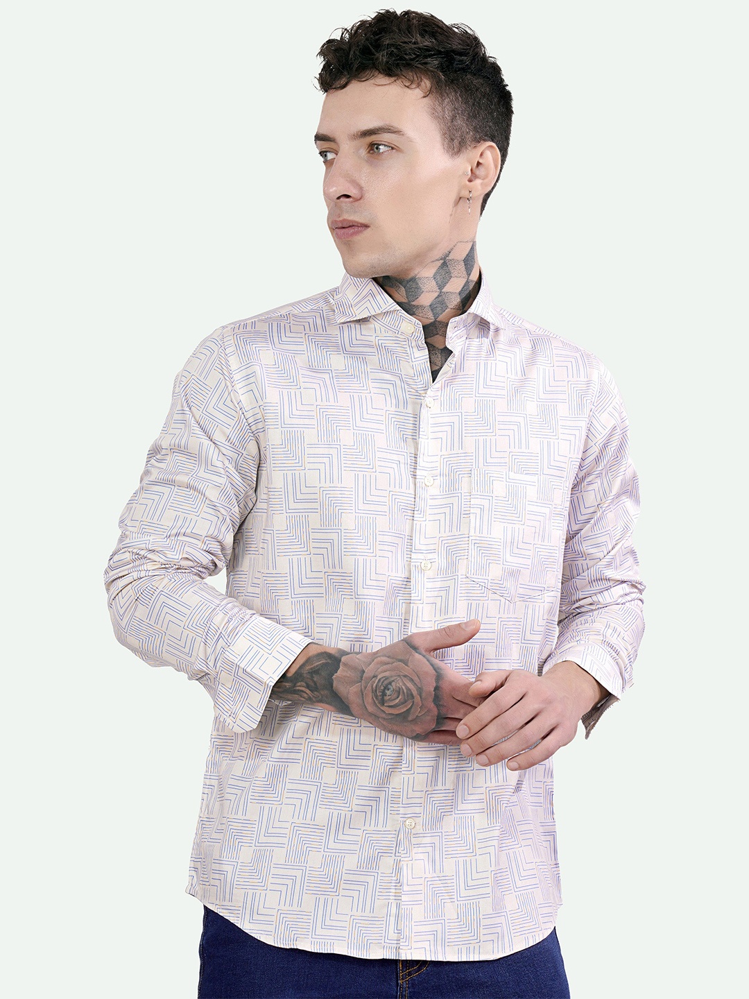 FRENCH CROWN Spread Collar Standard Abstract Printed Casual Cotton Shirt, Cream
FRENCH CROWN Spread Collar Standard Abstract Printed Casual Cotton Shirt, Cream