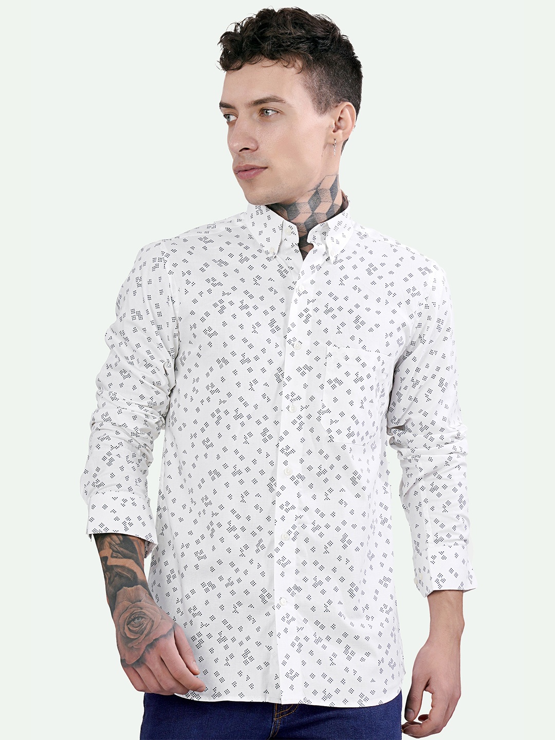 FRENCH CROWN Standard Micro Ditsy Printed Spread Collar Long Sleeves Cotton Casual Shirt, White
FRENCH CROWN Standard Micro Ditsy Printed Spread Collar Long Sleeves Cotton Casual Shirt, White