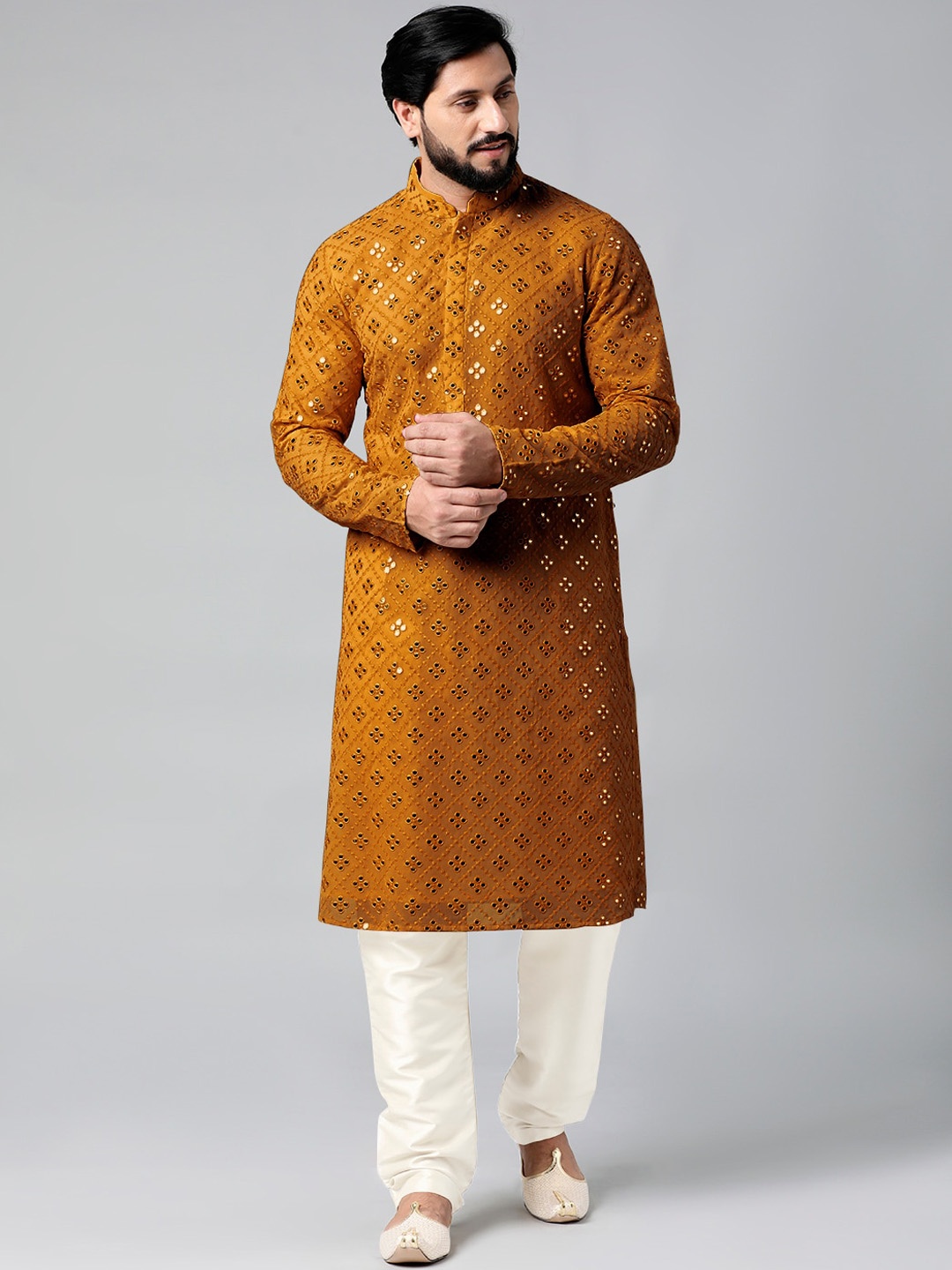 TheEthnic.Co Ethnic Motifs Embroidered Regular Mirror Work Kurta with Pyjamas, Mustard
TheEthnic.Co Ethnic Motifs Embroidered Regular Mirror Work Kurta with Pyjamas, Mustard
