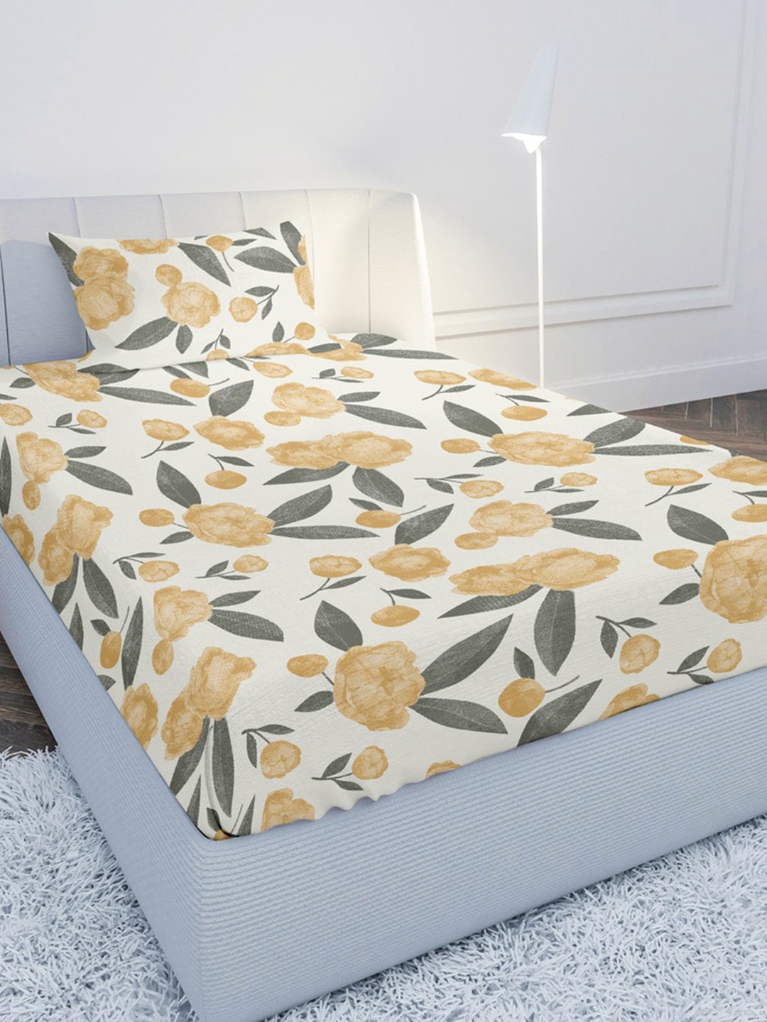 MAYFAIR HOMES LONDON Yellow & White Floral 144 TC King Bedsheet with 2 Pillow Covers
MAYFAIR HOMES LONDON Yellow & White Floral 144 TC King Bedsheet with 2 Pillow Covers