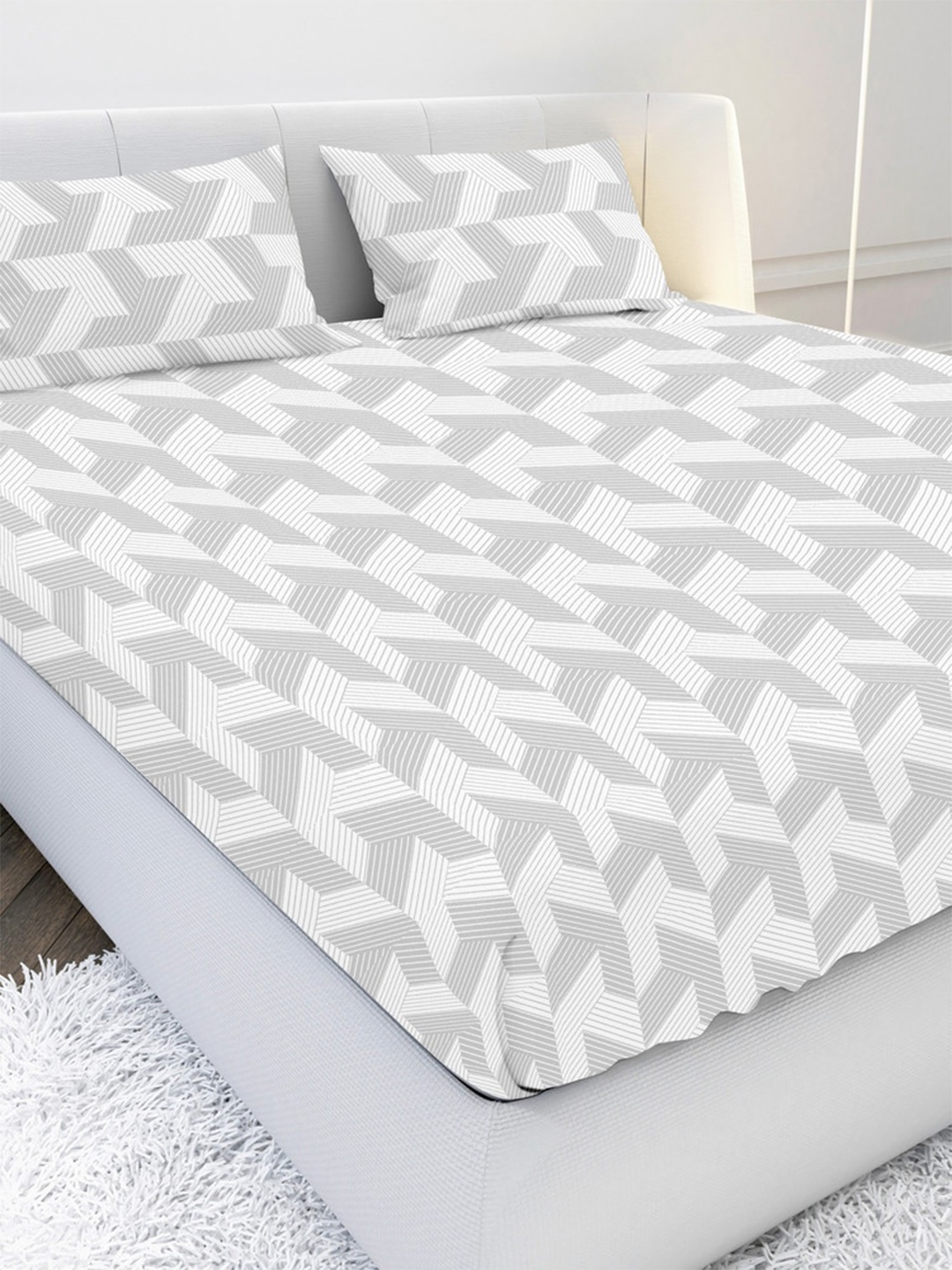 MAYFAIR HOMES LONDON Grey & White Geometric 210 TC King Bedsheet with 2 Pillow Covers
MAYFAIR HOMES LONDON Grey & White Geometric 210 TC King Bedsheet with 2 Pillow Covers