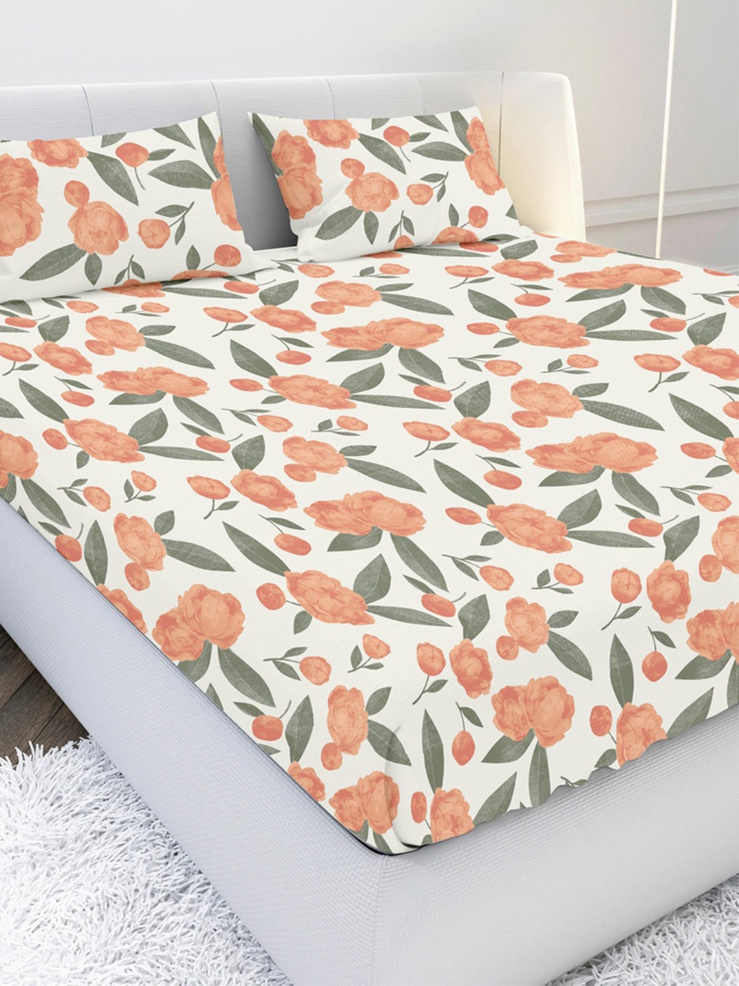 MAYFAIR HOMES LONDON Orange & White Floral 144 TC King Bedsheet with 2 Pillow Covers
MAYFAIR HOMES LONDON Orange & White Floral 144 TC King Bedsheet with 2 Pillow Covers