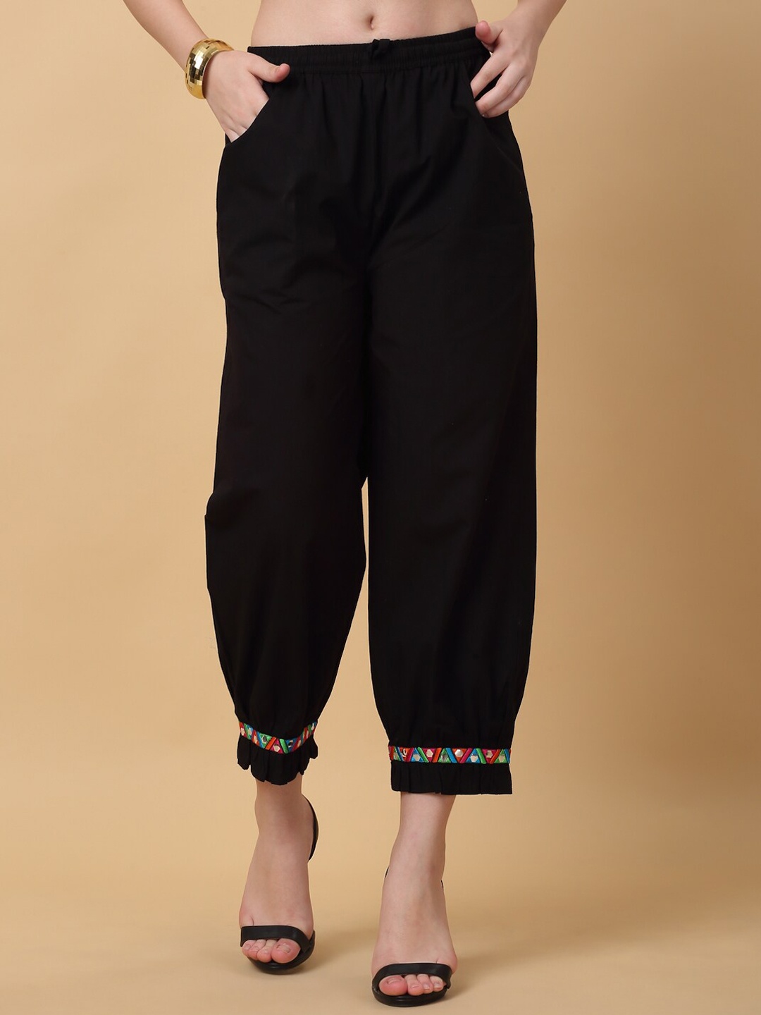 Laado - Pamper Yourself Women Embroidered Mid Rise Loose Fit Pure Cotton Salwar, Black
Laado - Pamper Yourself Women Embroidered Mid Rise Loose Fit Pure Cotton Salwar, Black
