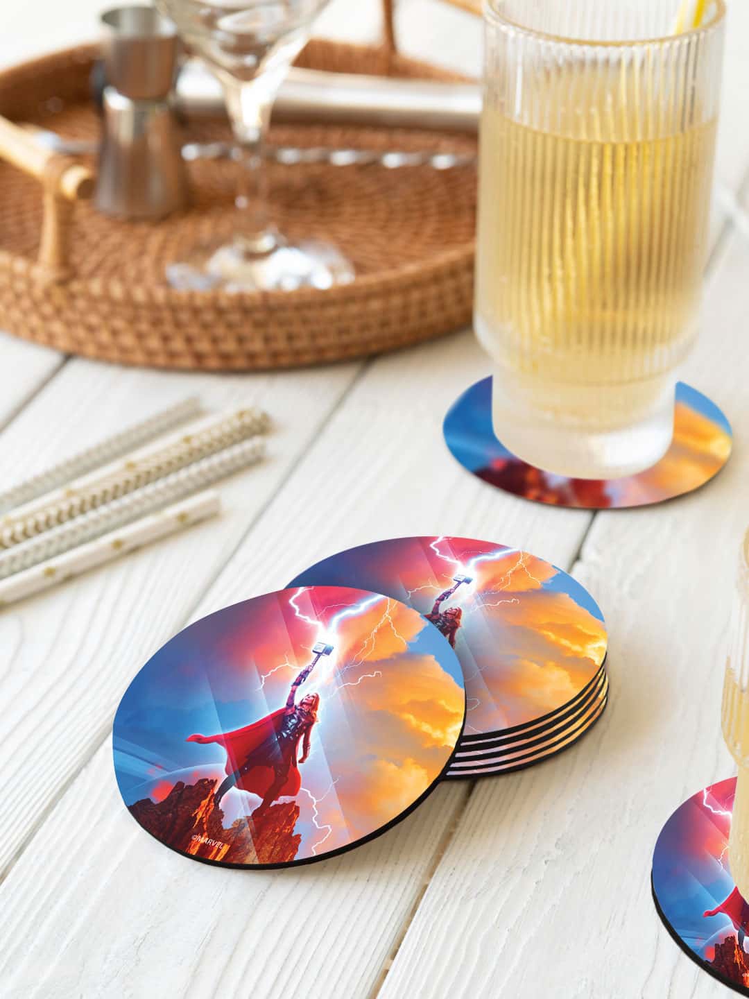 macmerise Orange-color & Blue 6 Pieces Raise the Mjolnir Printed Circle Coasters
macmerise Orange-color & Blue 6 Pieces Raise the Mjolnir Printed Circle Coasters