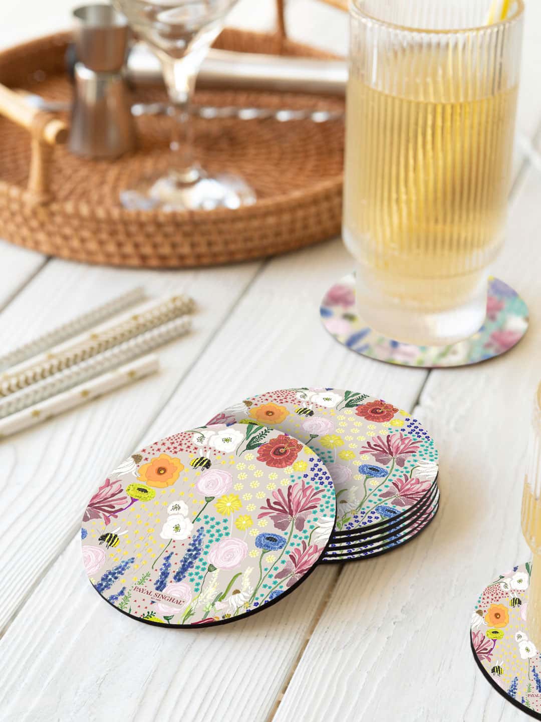 macmerise Payal Singhal Beige & Yellow 6 Pieces Bee Garden Stone Printed Circle Coasters
macmerise Payal Singhal Beige & Yellow 6 Pieces Bee Garden Stone Printed Circle Coasters