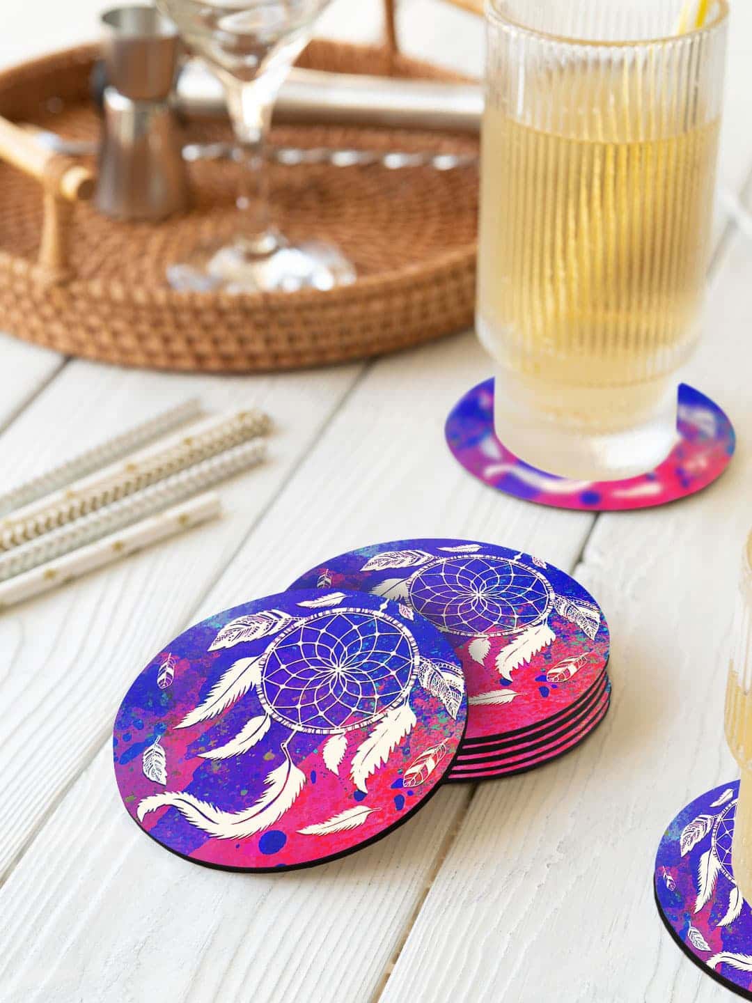 macmerise Illustrations Purple & Orange 6 Pieces Dream Catcher Printed Round Coasters
macmerise Illustrations Purple & Orange 6 Pieces Dream Catcher Printed Round Coasters