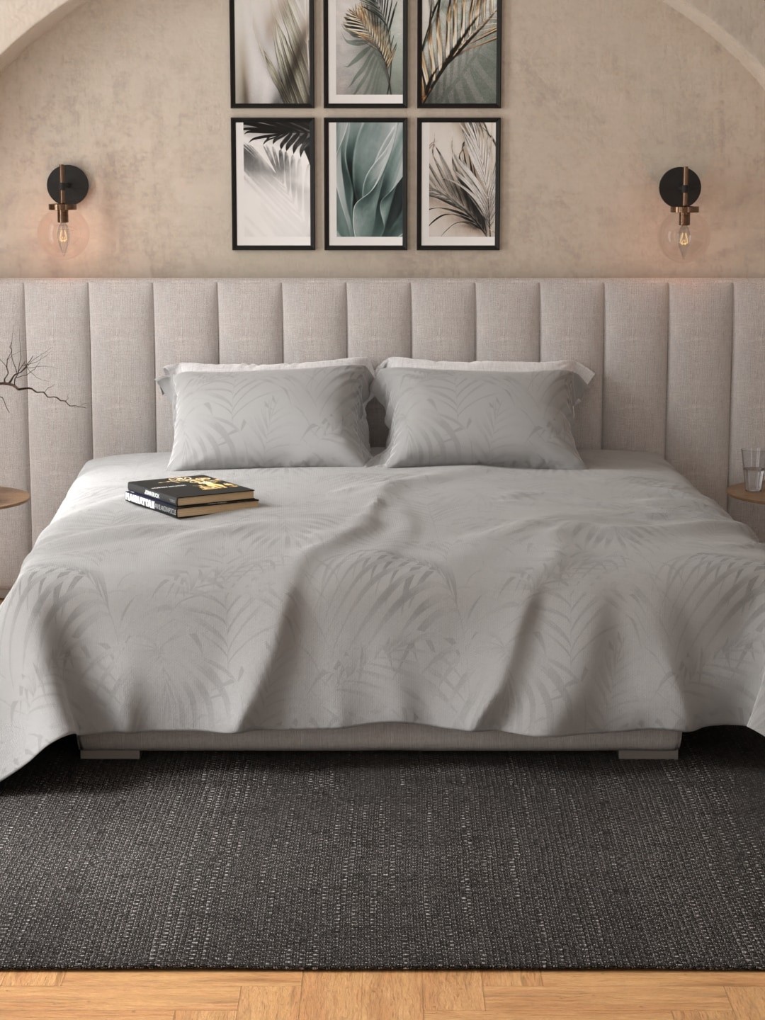 HOUMN Whispering Breezes Grey Floral Cotton 300 TC King Bedsheet with 2 Pillow Covers
HOUMN Whispering Breezes Grey Floral Cotton 300 TC King Bedsheet with 2 Pillow Covers