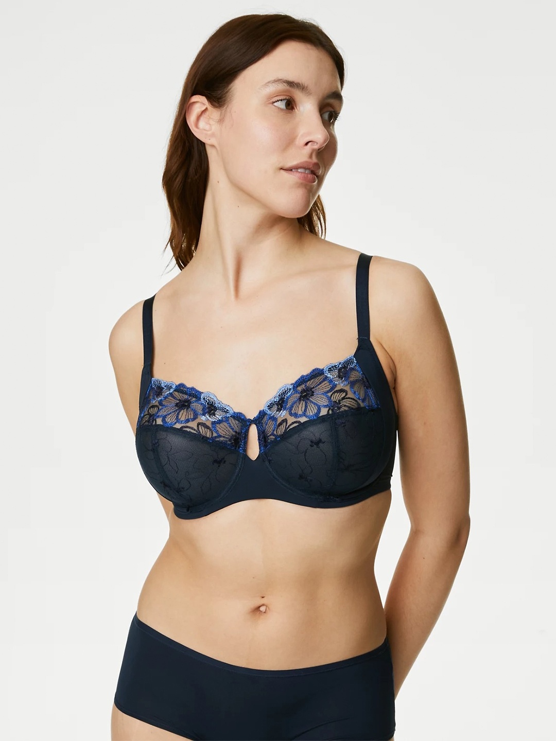 Marks & Spencer Laced Underwired Non Padded Everyday Bra With All Day Comfort, Navy blue
Marks & Spencer Laced Underwired Non Padded Everyday Bra With All Day Comfort, Navy blue